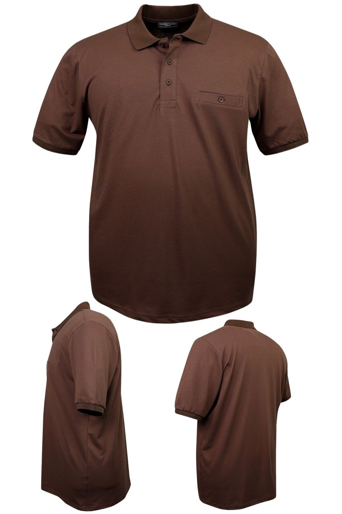 marufshop Erkek Büyük Beden 115 - 155 Kilo Arası Uygun Bedenli Likralı Pike Polo Yaka Cepli Tişört