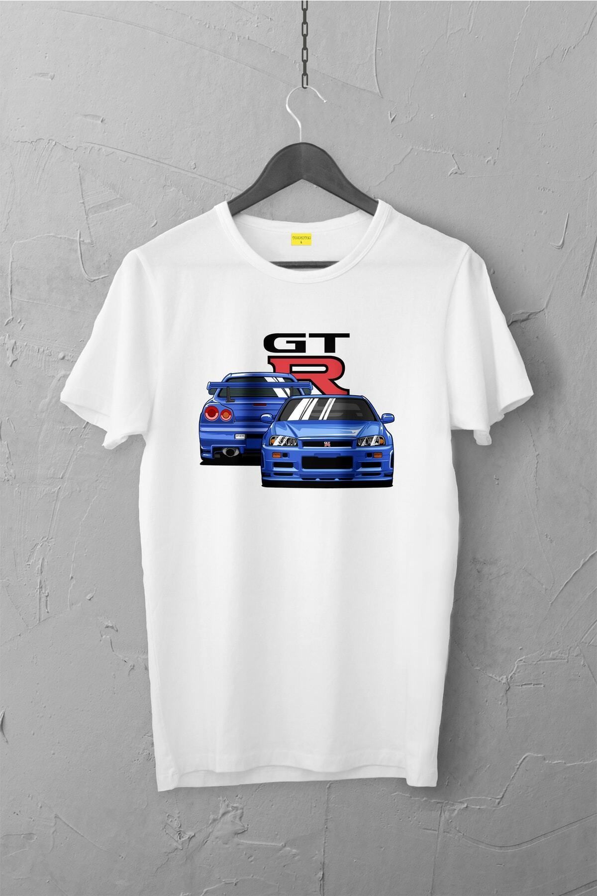 Pisa Art Nissan Skyline R34 Gtr Design Tshirt , Unisex Premium, Çatlama Solma Yapmaz / Otomobil
