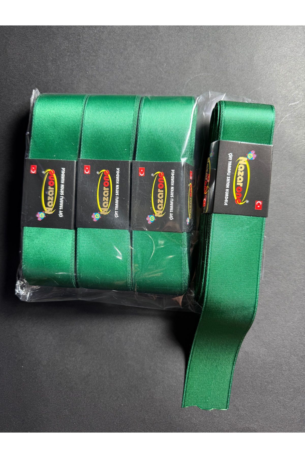 Home 4 cm saten kurdele zümrüt yeşili 4’lü (4*10=40metre)