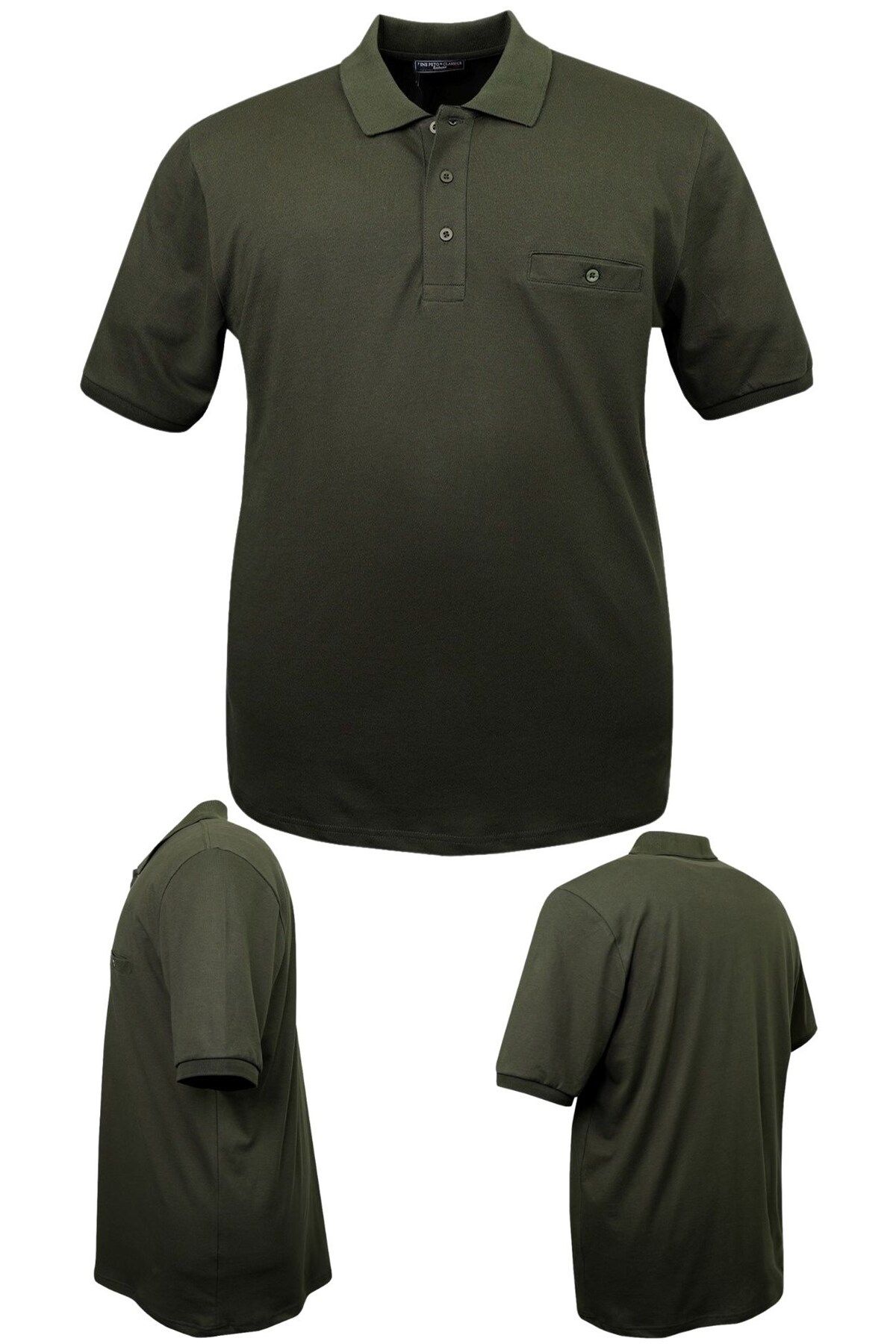 marufshop Erkek Büyük Beden 115 - 155 Kilo Arası Uygun Bedenli Likralı Pike Polo Yaka Cepli Tişört