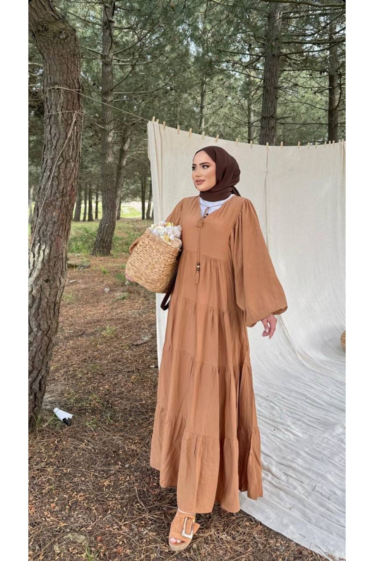 Hotfashion Bohem Stil Balon Kollu Elbise