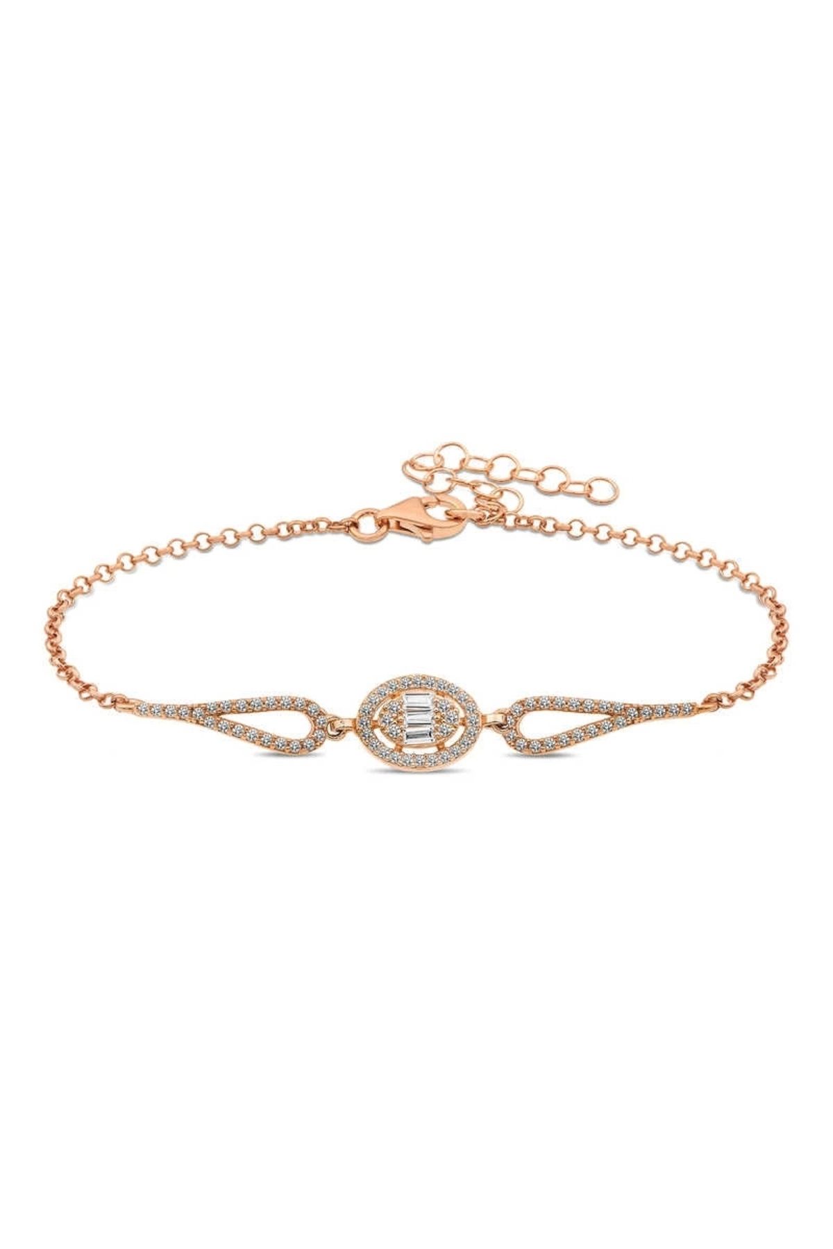luz&pos Gümüş Rose Oval Baget Bileklik