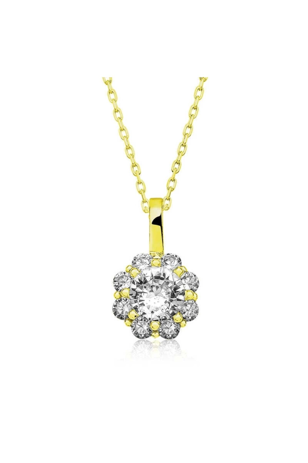 luz&pos Gümüş Gold Çiçek Kolye