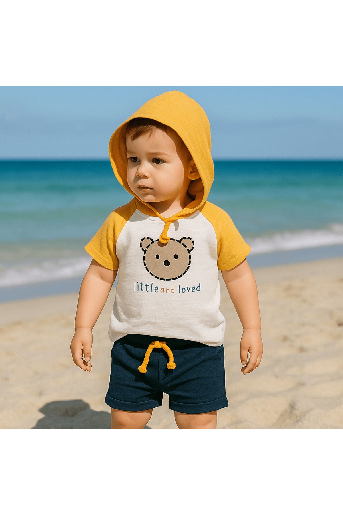 Hippil “Little and Loved” Sarı Kapüşonlu Erkek Bebek Takımı