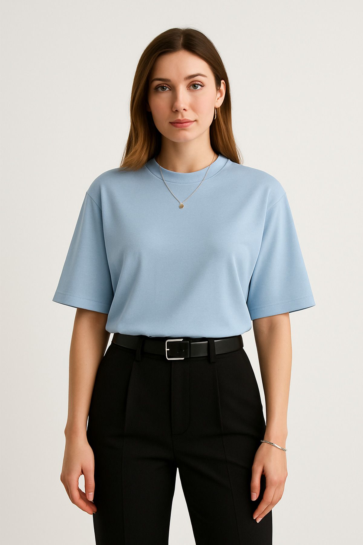 mosse Mavi Uzun Form Relaxed Fit T-Shirt – Pamuk