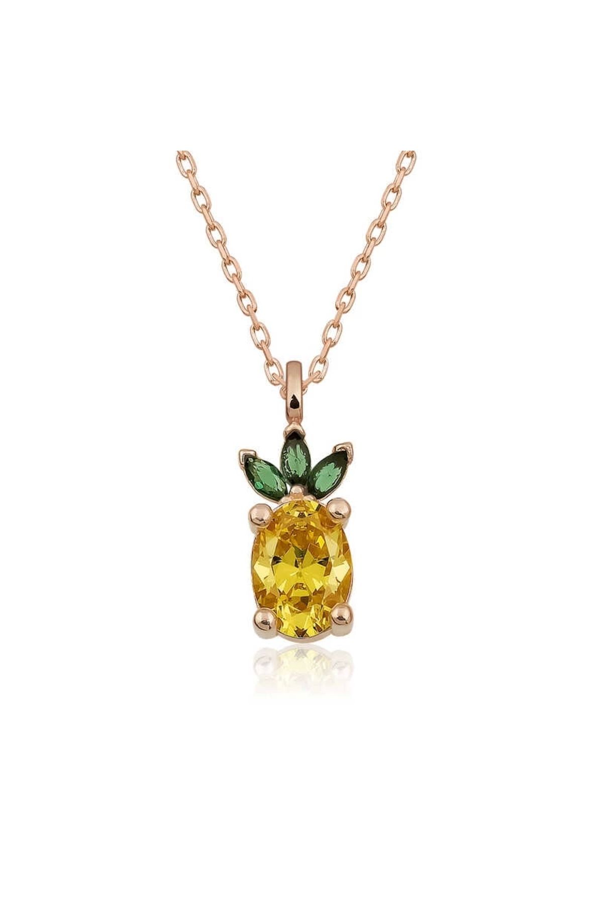 luz&pos gümüş Rose Ananas Figür Meyve Kolye