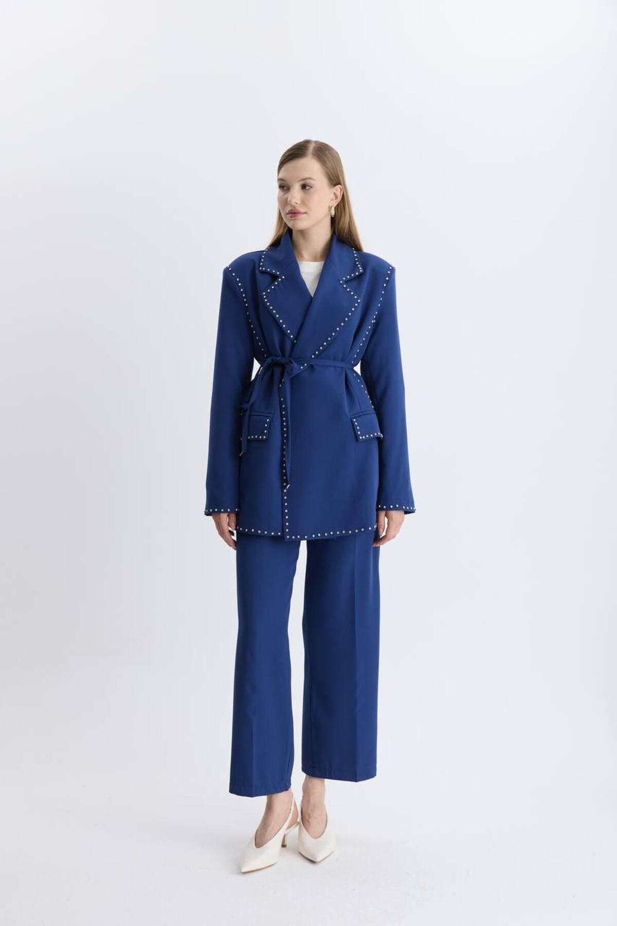 Nuesscollection Taşlı Tesettür Ceket Takım