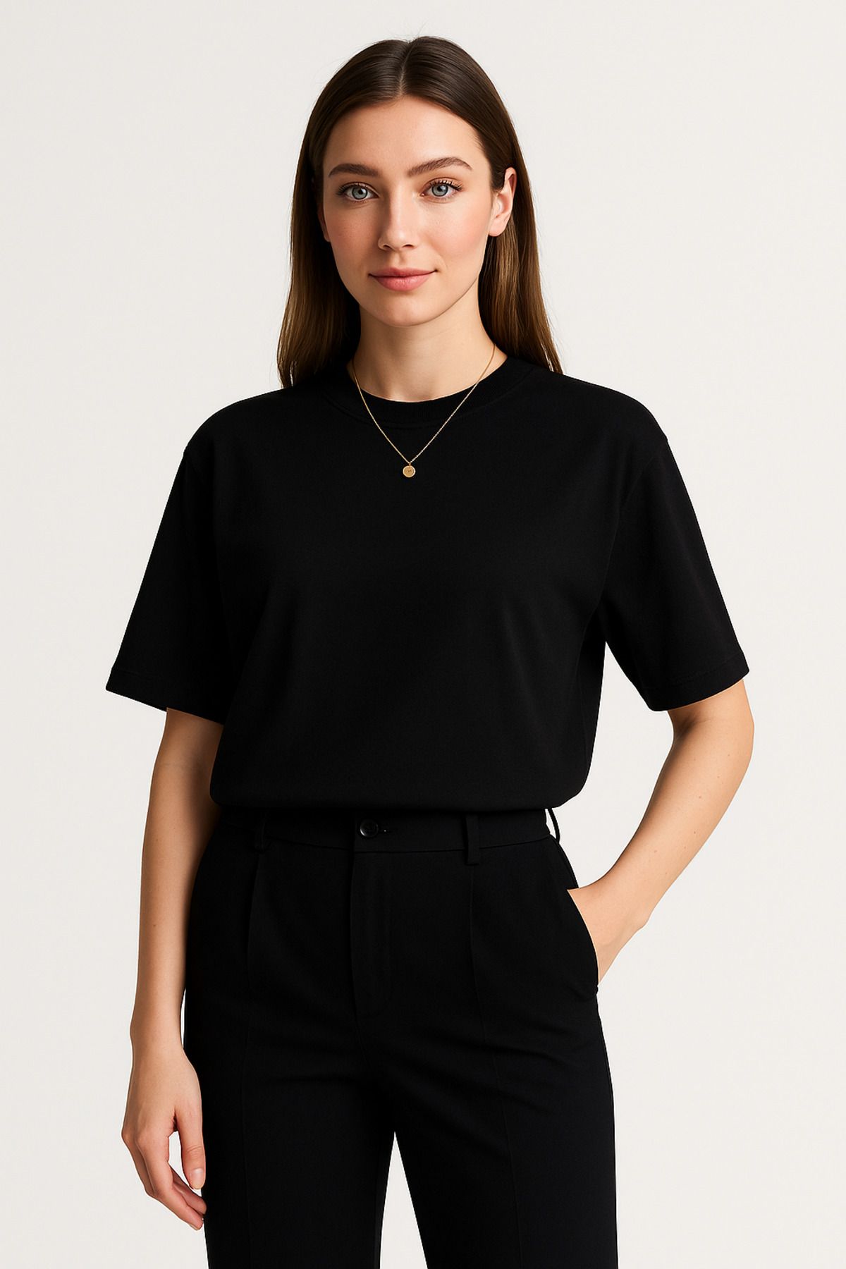 mosse Siyah Uzun Form Relaxed Fit T-Shirt – Pamuk