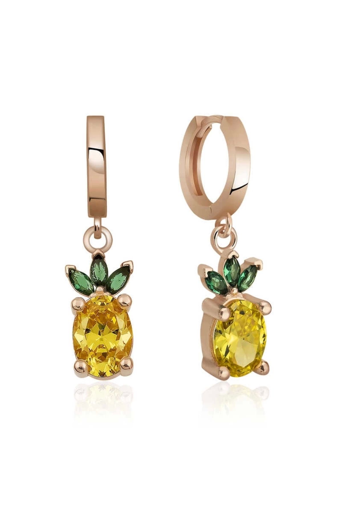 luz&pos Gümüş Ananas Figür Meyve Küpe