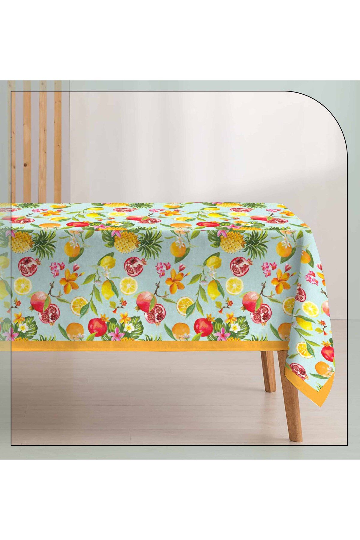 Razz Moda LİMON NAR ANANAS MANDALİNA ÇİÇEKLİ VE ÇOK RENKLİ MASA ÖRTÜSÜ