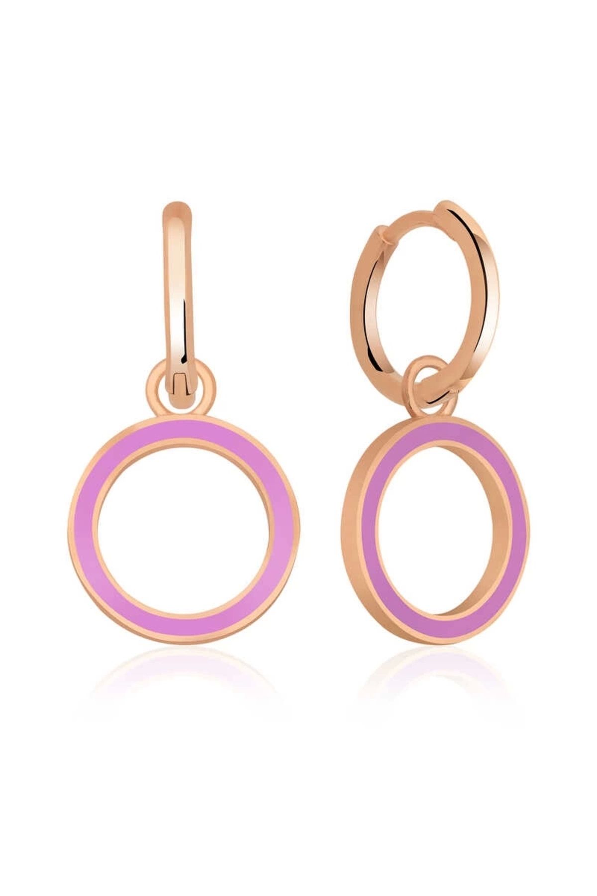 luz&pos Gümüş Fosforlu Lila Oval Küpe