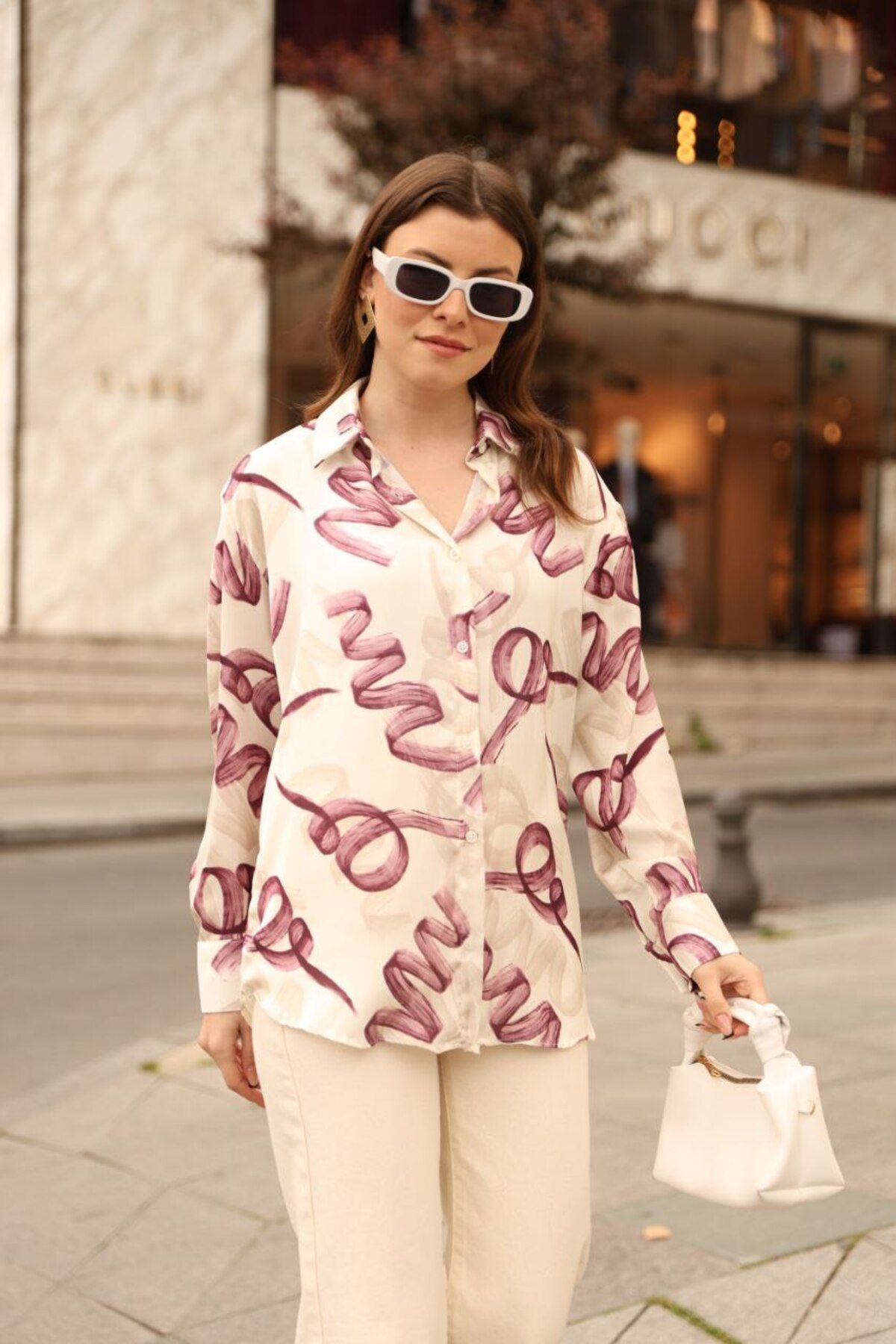 Castivo Fashion Basic Oversize Saten Gömlek