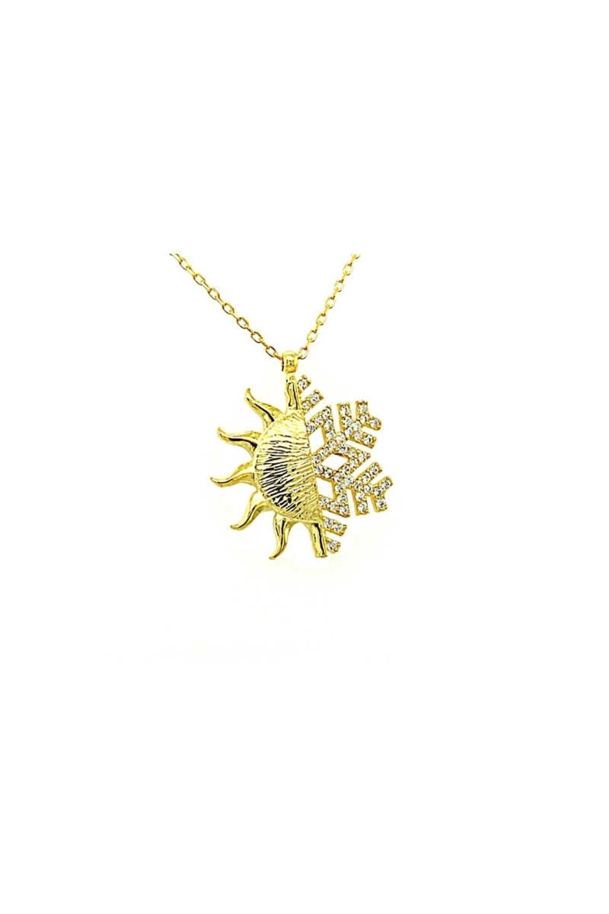 luz&pos Gümüş Gold Güneş Kartanesi Kolye