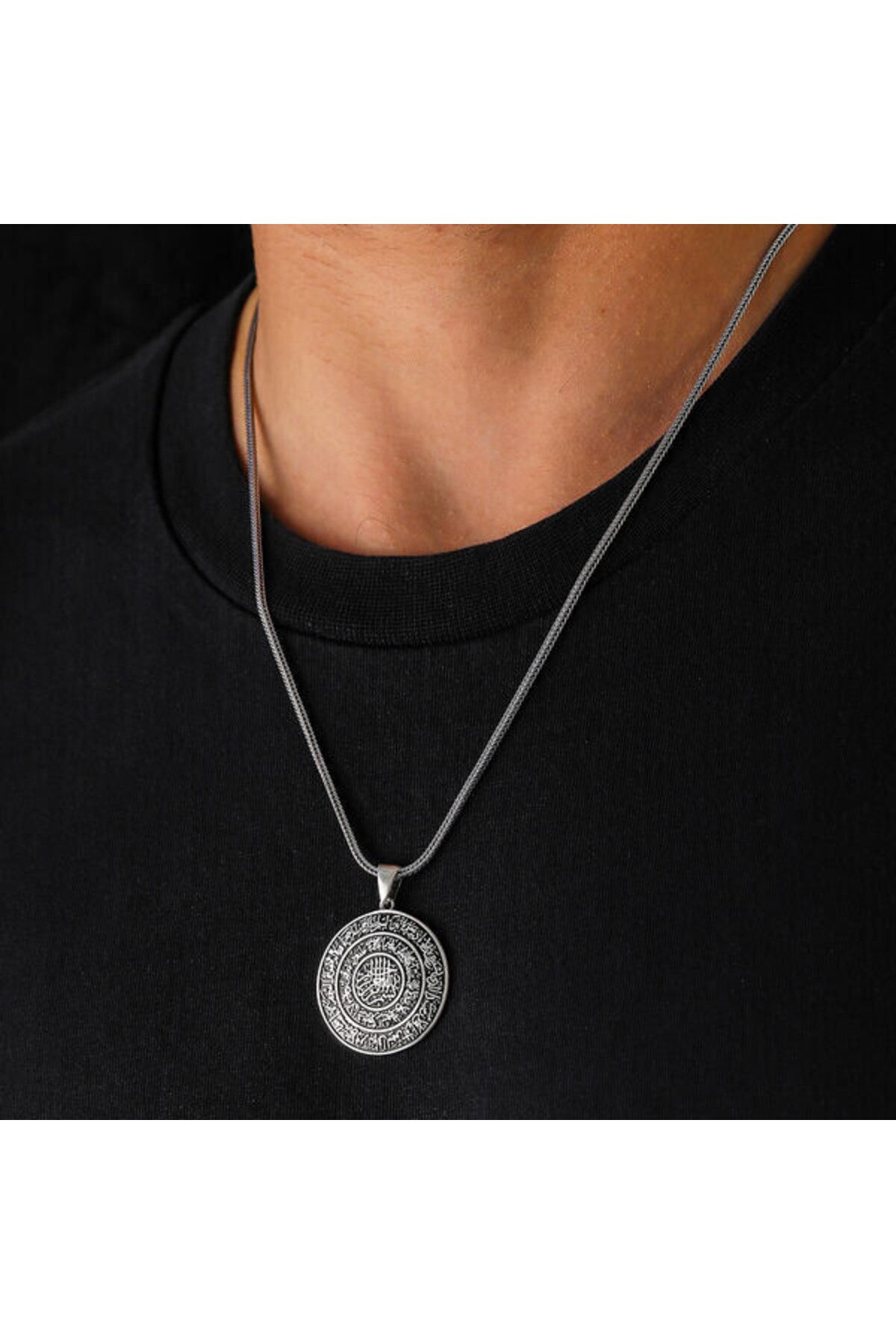 shop Ayetel Kursi Muskalık Ve Çevşen 925 Ayar Gümüş Erkek Kolye