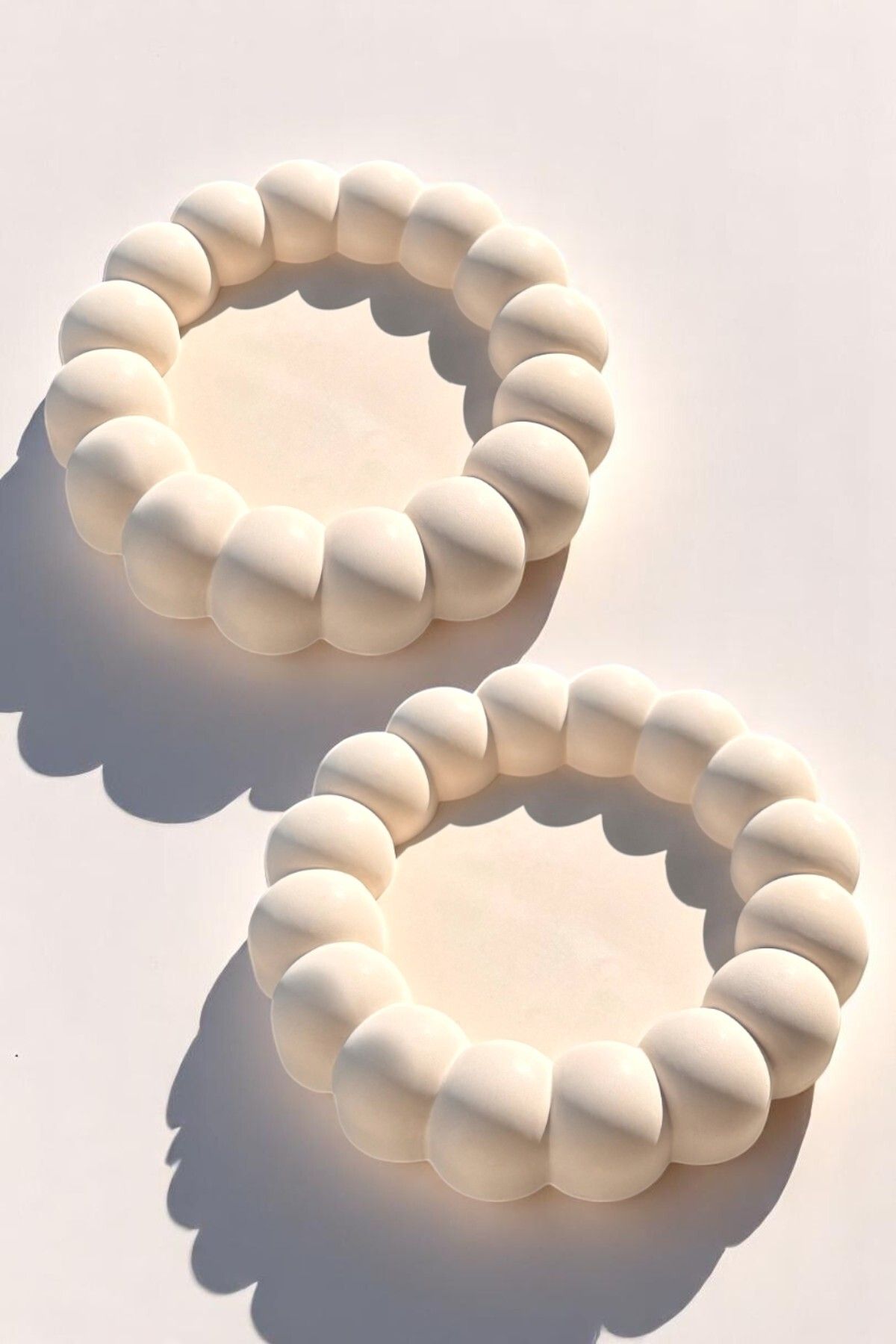 House Lodore 2’li Beyaz Beton Bubble Dekoratif Tabak Set – El Yapımı Takı Tabağı, Organizer ve Bardak Altlığı