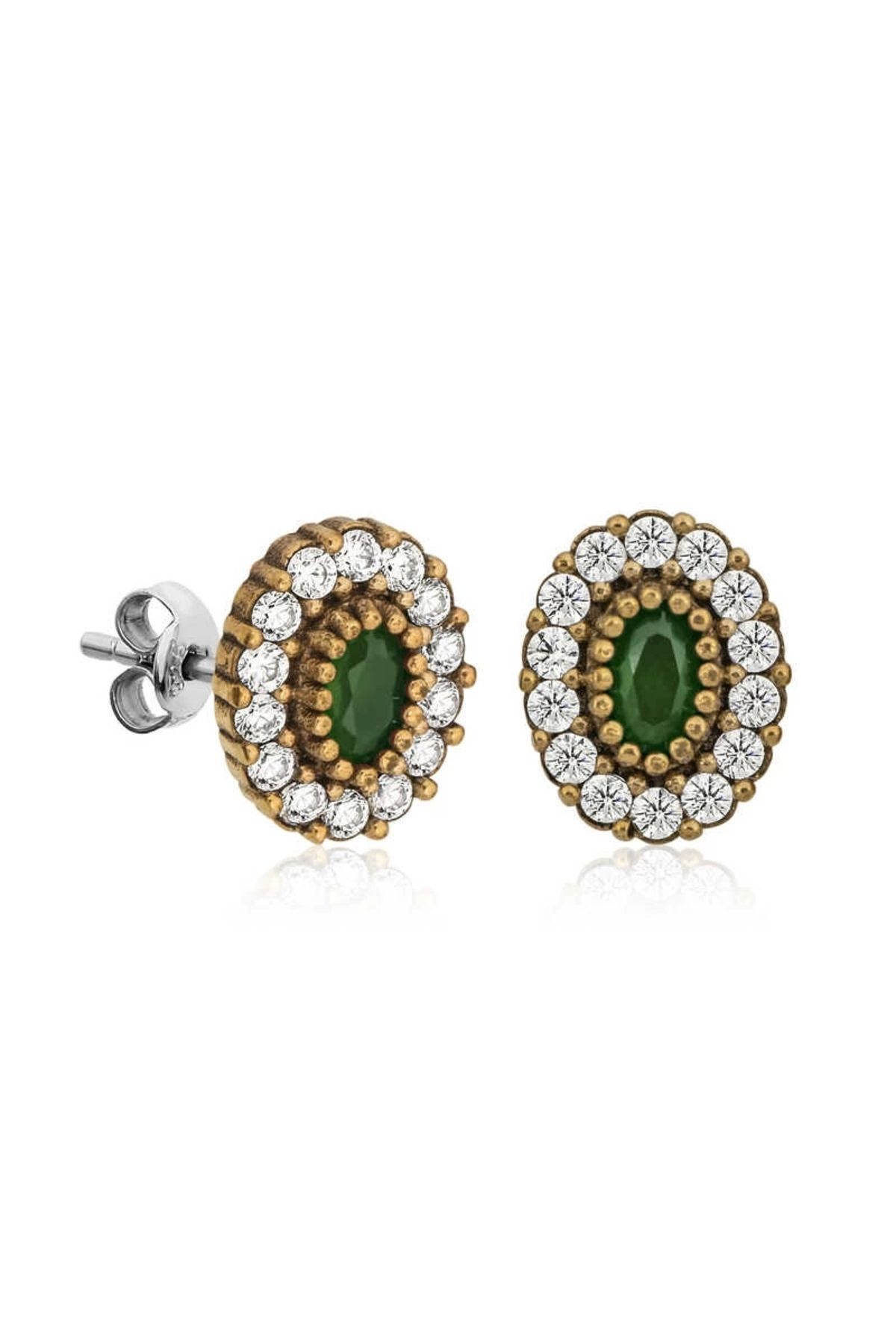 luz&pos Gümüş Otantik Oval Çivili Küpe