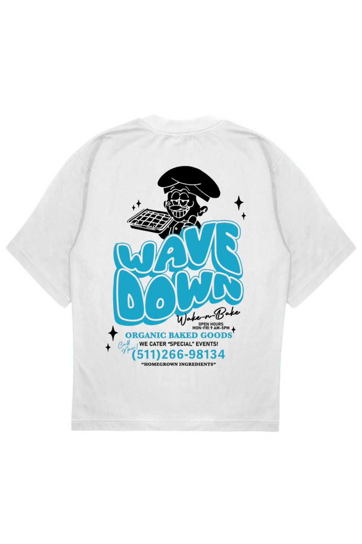 SVART WEAR BAKERY T-Shirt Baskılı Oversize Unisex Tişört wave down