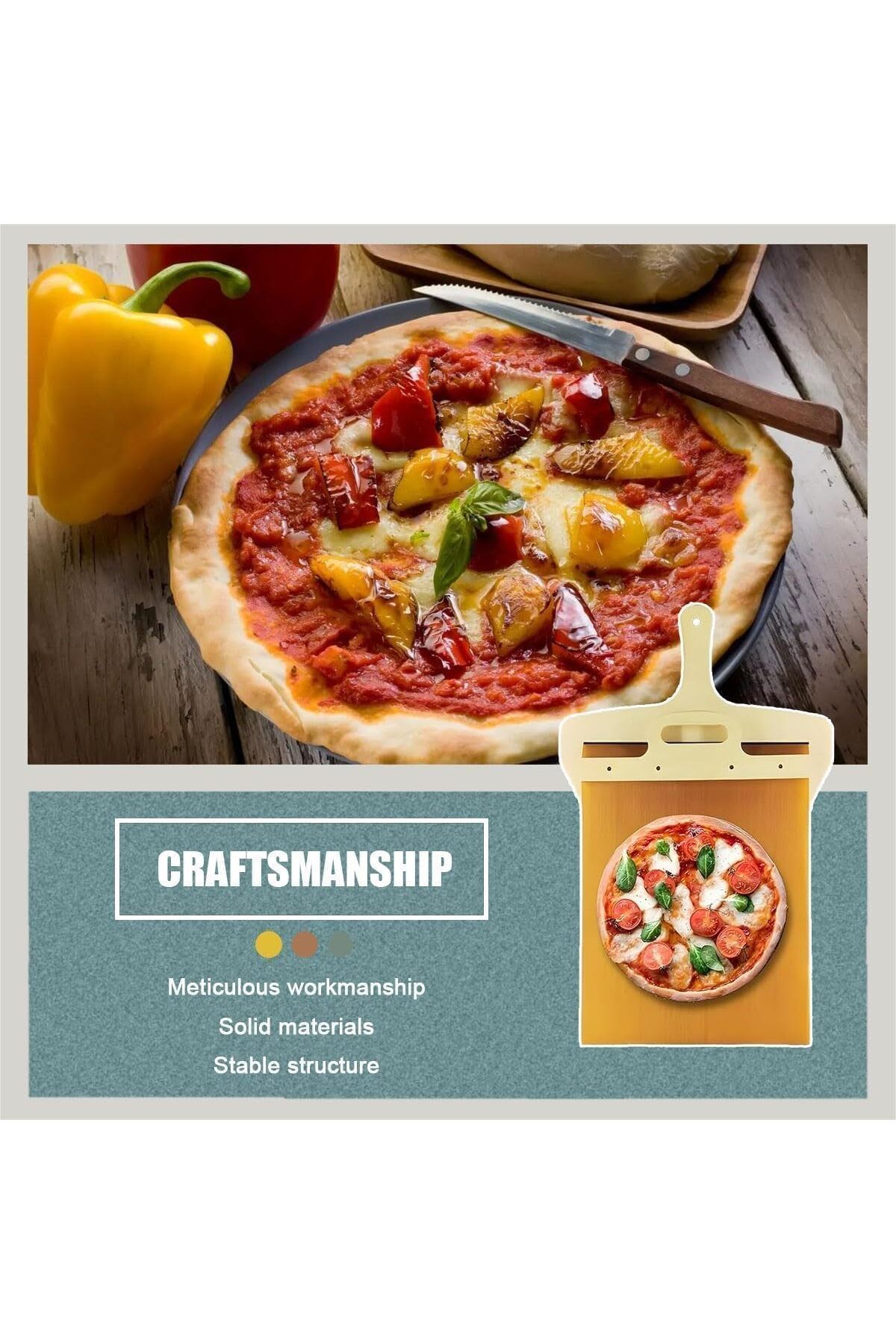 Generic-ALMEKAQUZ Sliding Pizza Crust, Pizza Paddle with Handle, Dishwasher Clean Sliding Pizza Spatula, Pi 5