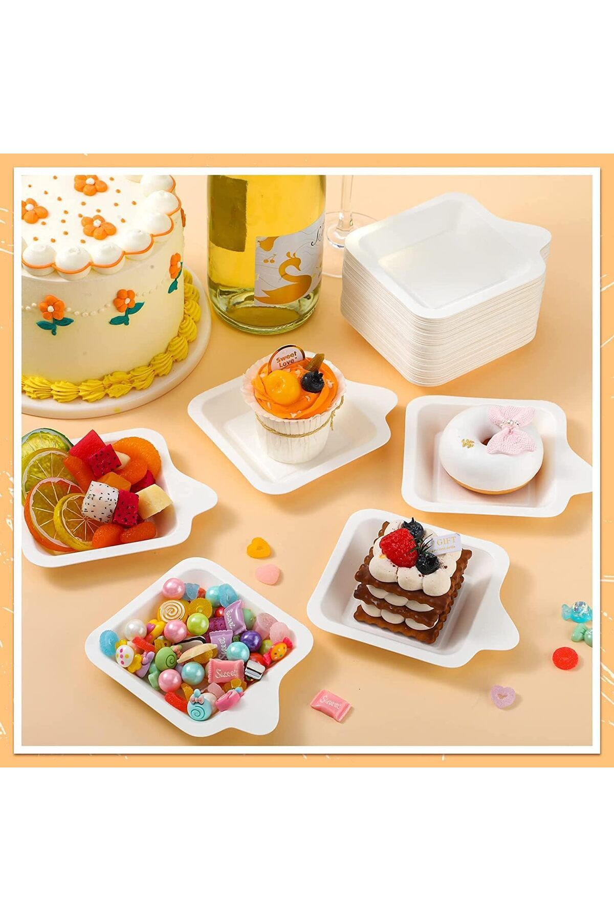 Generic-MAKINGTEC Paper Dessert Plates, Small Disposable Plates Paper Plates Bulk, White Cake Appetizer Pap 4
