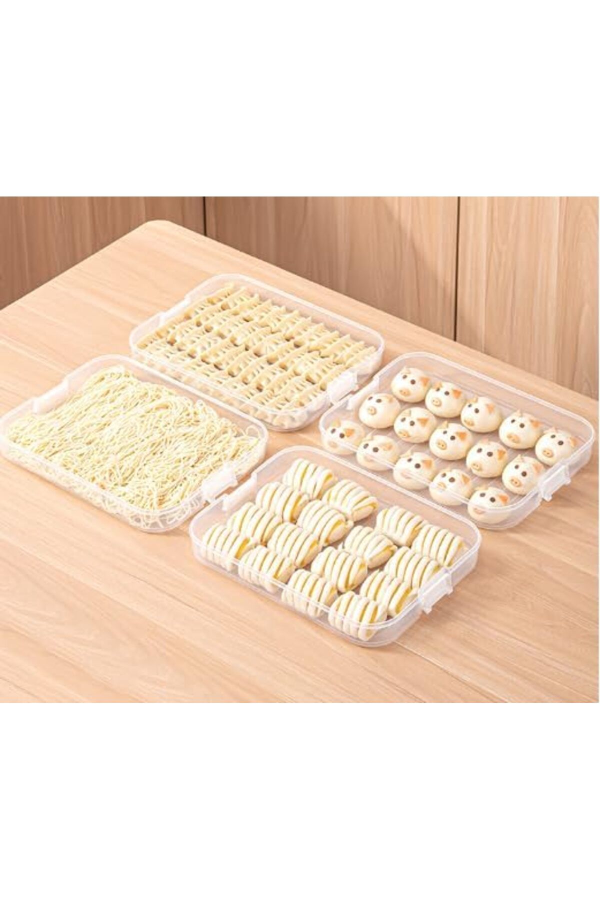 Generic-ALMEKAQUZ 4-Layer Food Storage Containers with Lids Dumpling Storage Box, Good Sealing, Stackable F 6