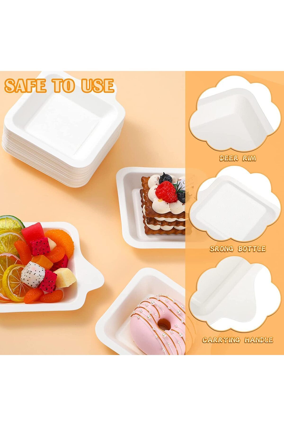 Generic-MAKINGTEC Paper Dessert Plates, Small Disposable Plates Paper Plates Bulk, White Cake Appetizer Pap 3