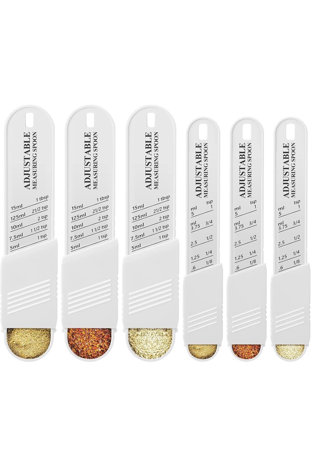 Generic-Excefore Adjustable Measuring Spoon Set, 6 Pcs Baking Cooking Measuring Spoon Set, Chef Measuring S 1