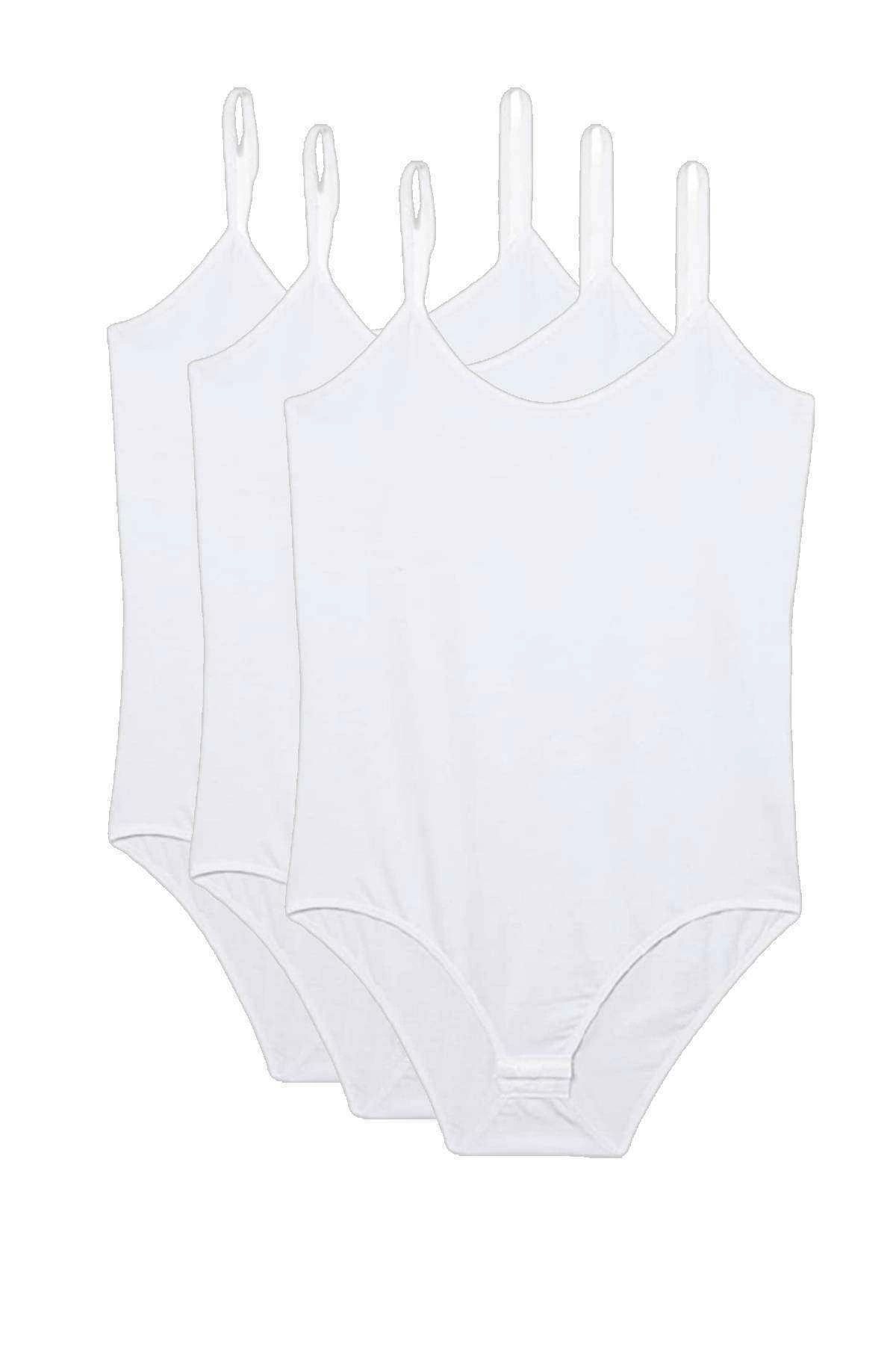 PRATİKOBA 3 Adet İp Askılı Kadın Çıtçıtlı Body Beyaz