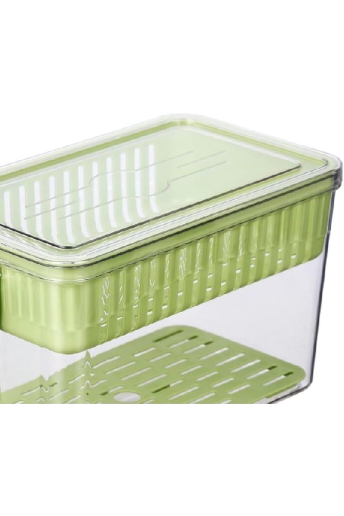 Generic-Felli Refrigerator Container With Handle 29 Cm Green And Clear 2