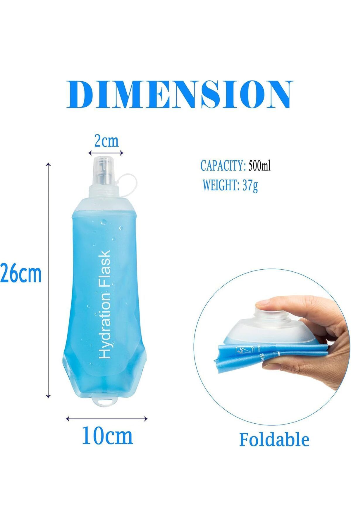 Generic-Soft Flask, TPU Foldable Running Hydration Flask, Soft Collapsible Water Bottle for Hydration Pack 3