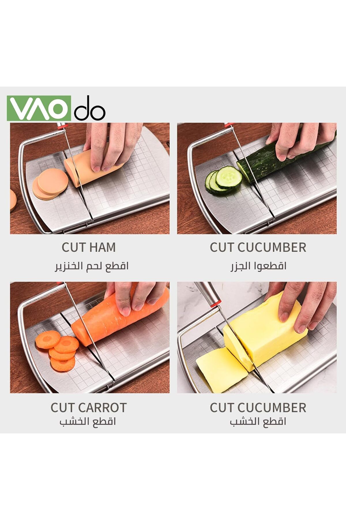 Generic-VAODO Cheese Grater, with Precise Scale Marks and 6 Replacement Wires, Stainless Steel Butter Slice 4