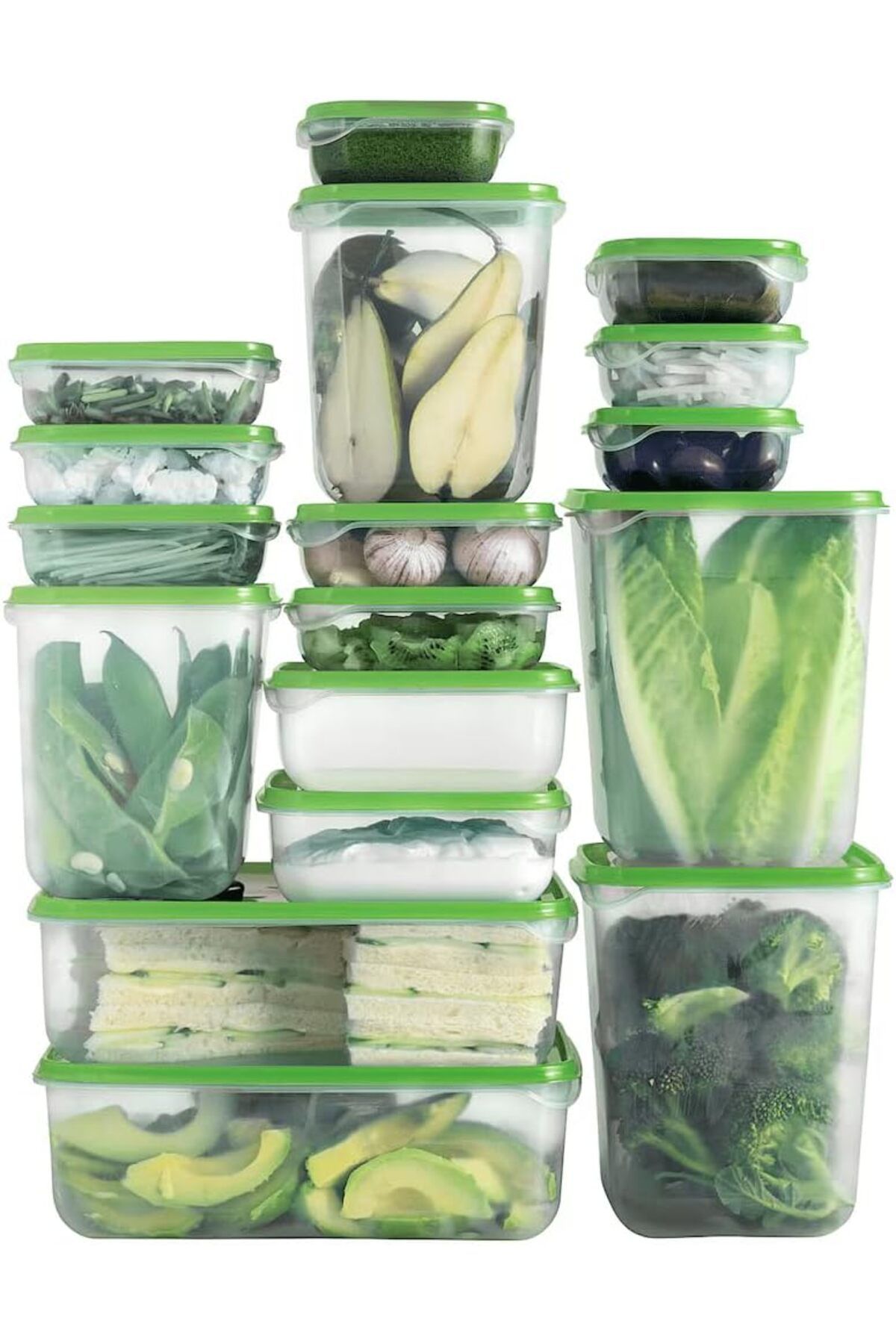 Generic-Food Container Set, 17 Pieces, Transparent/Green 6