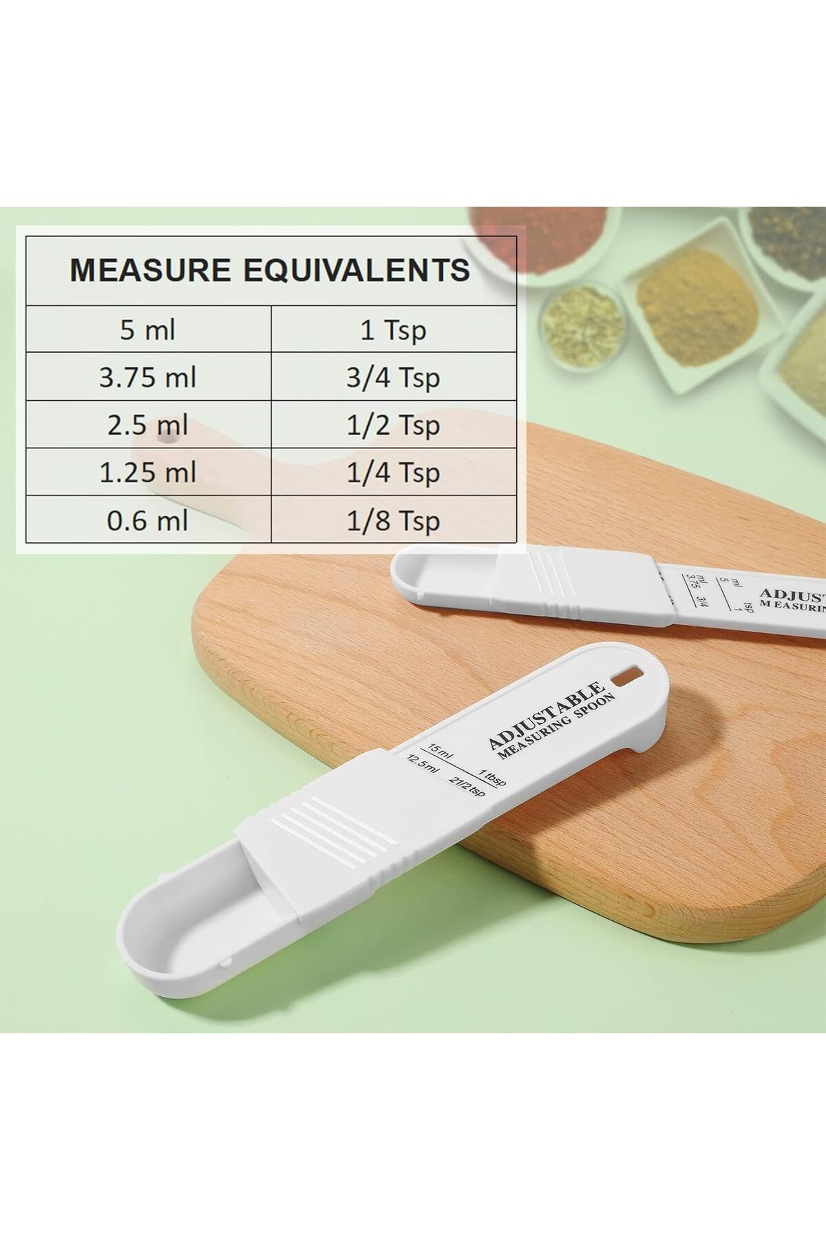 Generic-Excefore Adjustable Measuring Spoon Set, 6 Pcs Baking Cooking Measuring Spoon Set, Chef Measuring S 3
