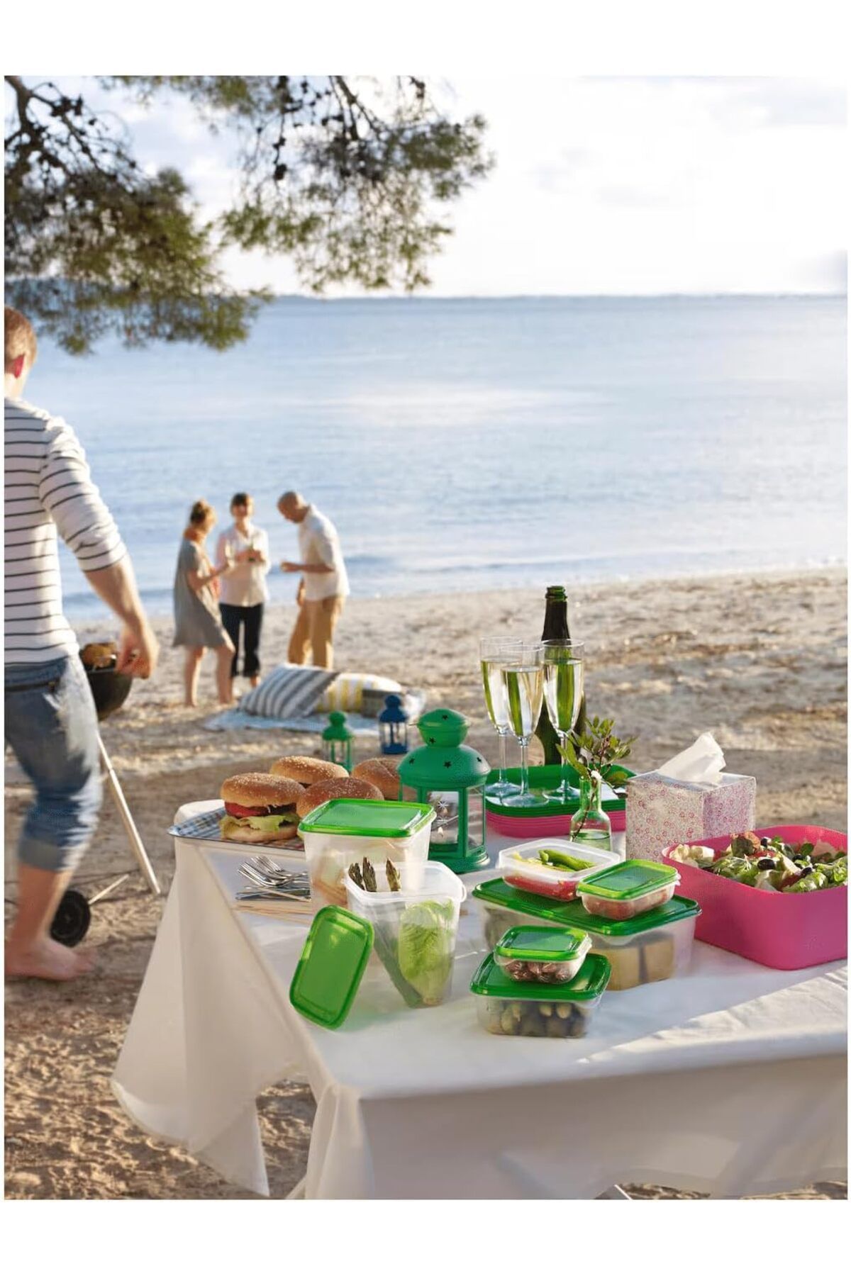 Generic-Food Container Set, 17 Pieces, Transparent/Green 3