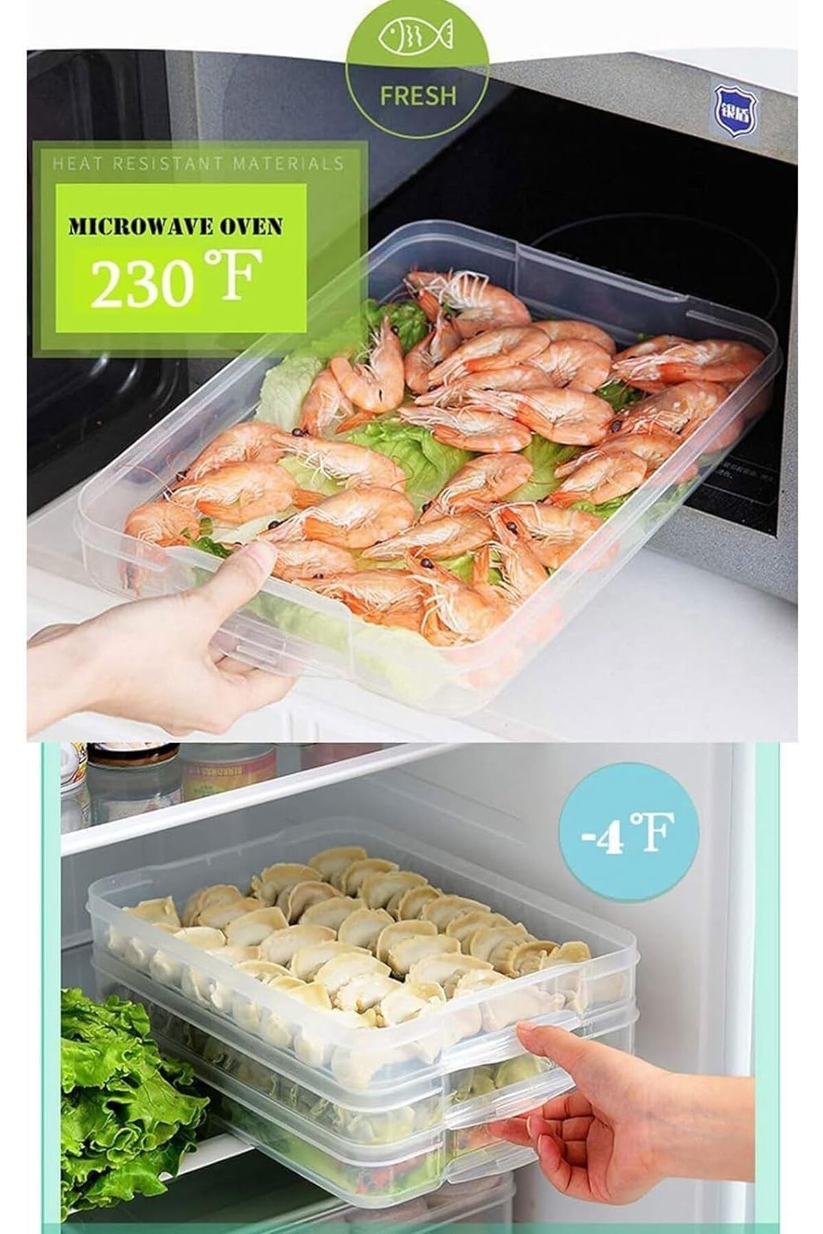 Generic-ALMEKAQUZ 4-Layer Food Storage Containers with Lids Dumpling Storage Box, Good Sealing, Stackable F 4