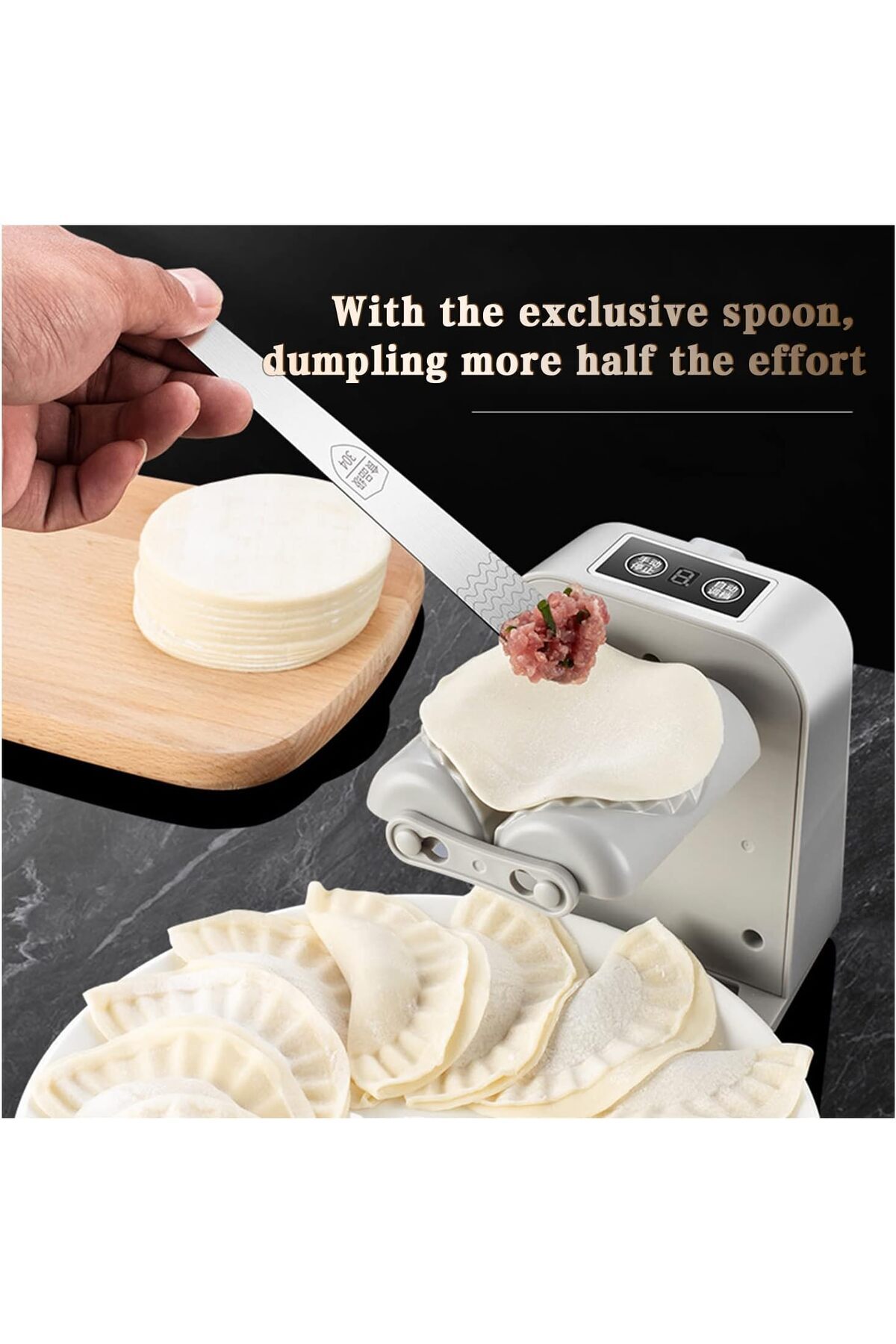 Generic-SENYULU Automatic Electric Dumpling Press Maker Machine - Adjustable and Easy to Operate, With Spoo 5