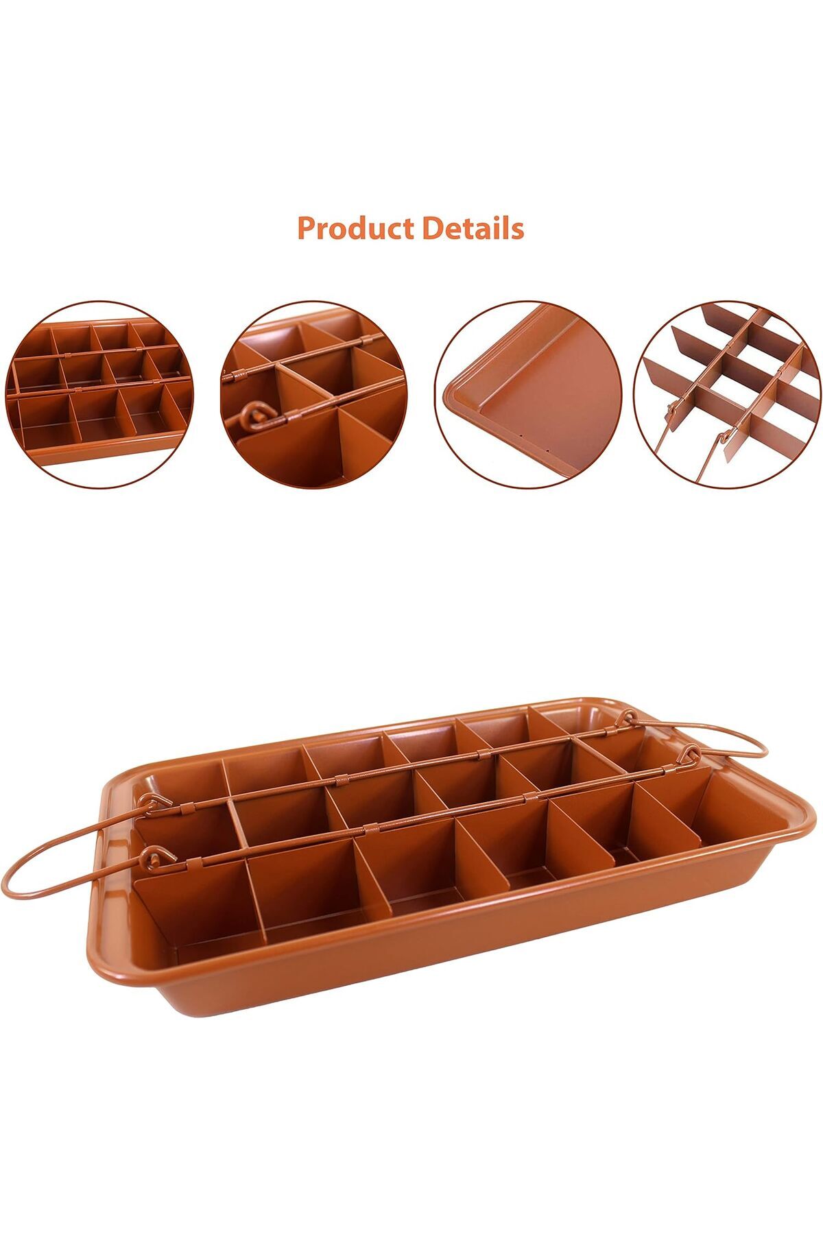 Generic-Biki Non Stick 3 Set Brownie Pan Cake Mold Built-in Slice Removable Bottom Cake Pans | Bakes 18 Bro 3