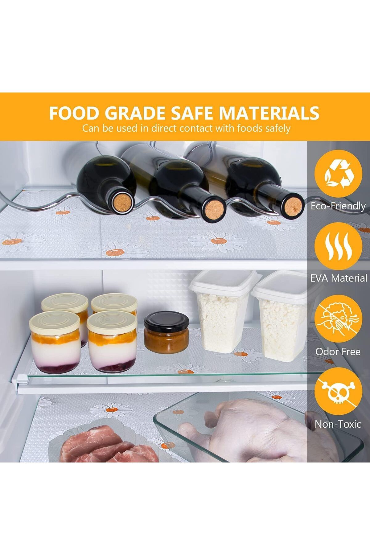 Generic-KASTWAVE Non-Adhesive Waterproof EVA Shelf Liner - Non-Slip, Cuttable Drawer & Cabinet Liner for Ki 5