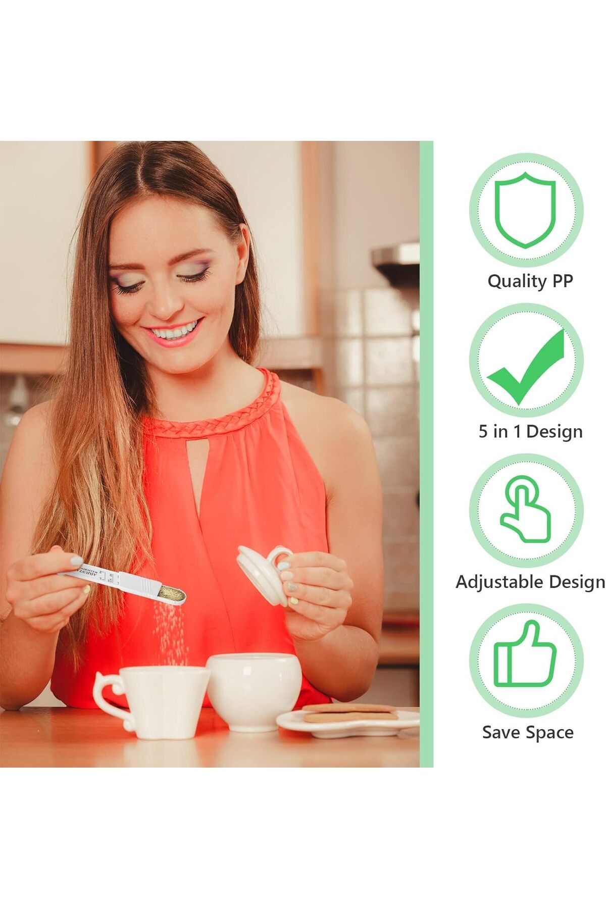 Generic-Excefore Adjustable Measuring Spoon Set, 6 Pcs Baking Cooking Measuring Spoon Set, Chef Measuring S 6
