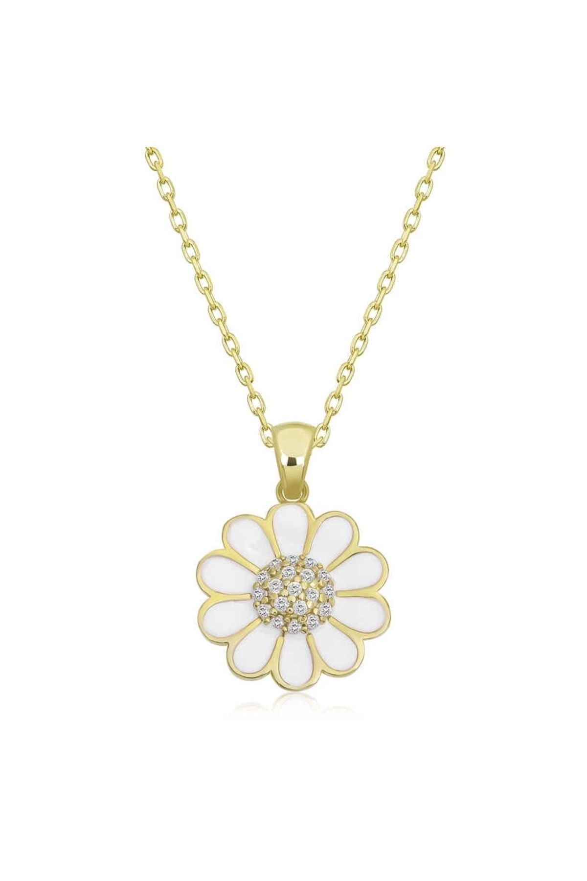 luz&pos Gümüş Gold Papatya Kadın Kolye
