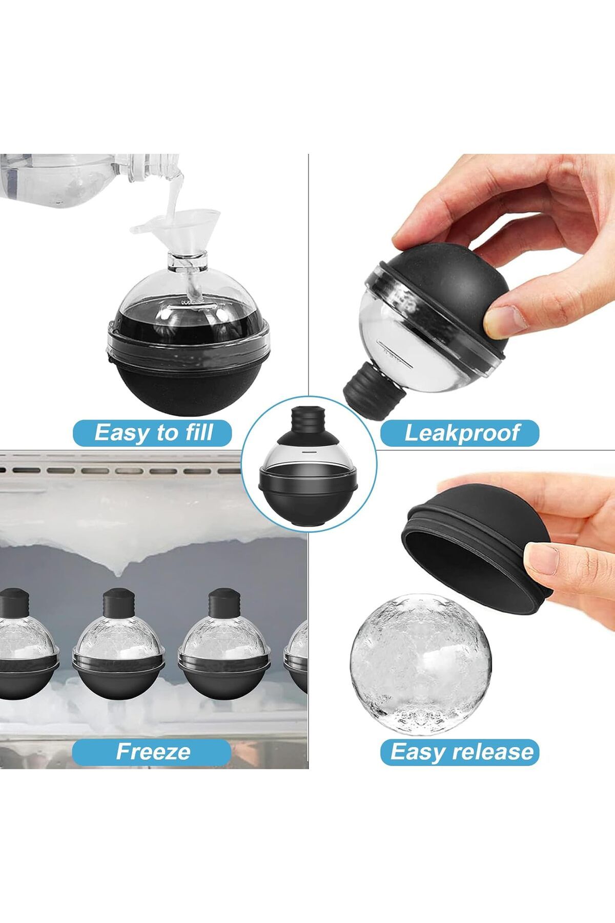 Generic-DHB tech 4 Pack Ice Cube Tray,Round Silicone Ice Cube Mold, Individual BPA Free Ice Ball Makers wit 5