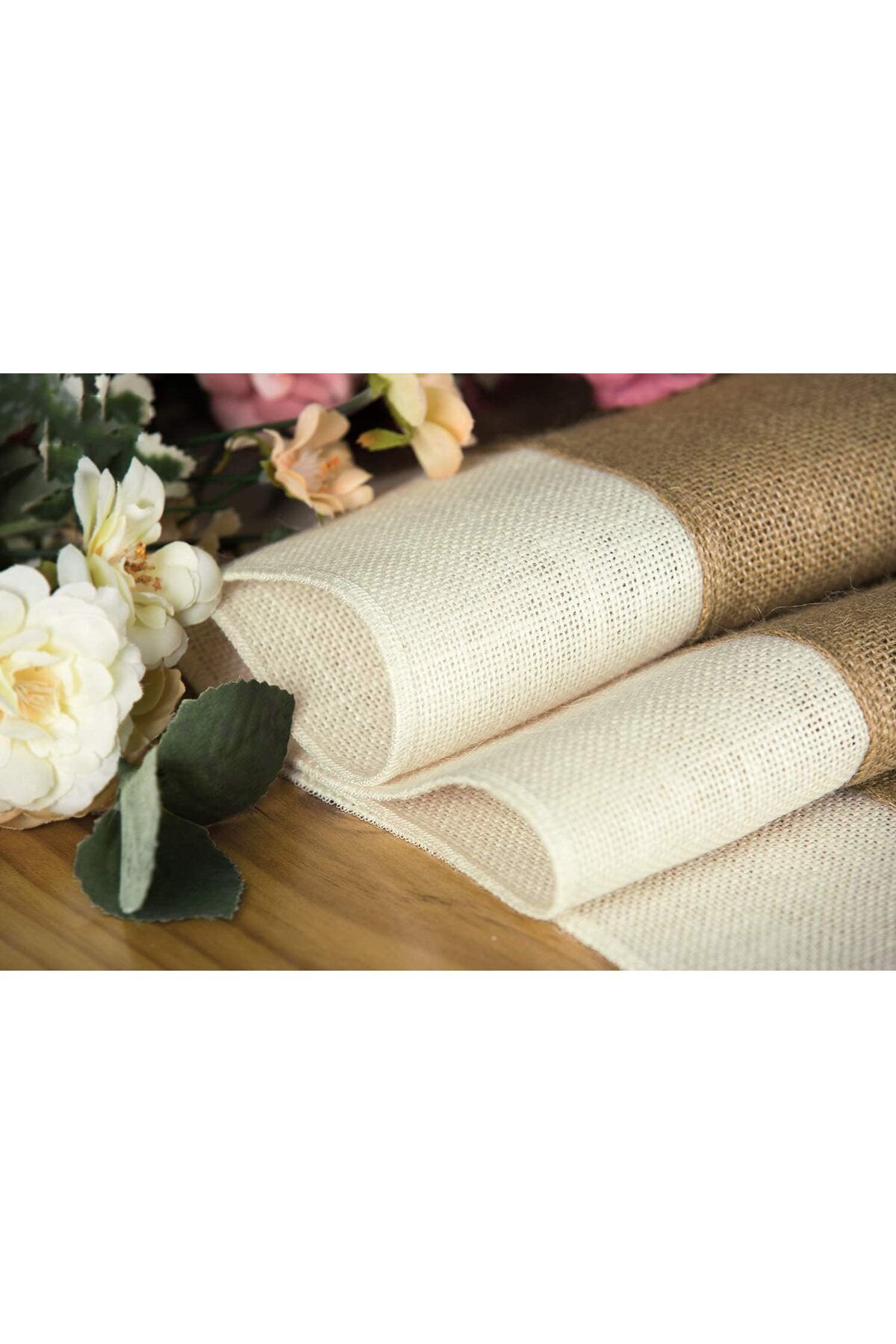 Generic-SZYYQ Burlap Table Runner, Rustic Table Runner, Farmhouse Table Decor, Macrame Table Runner, Jute W 4