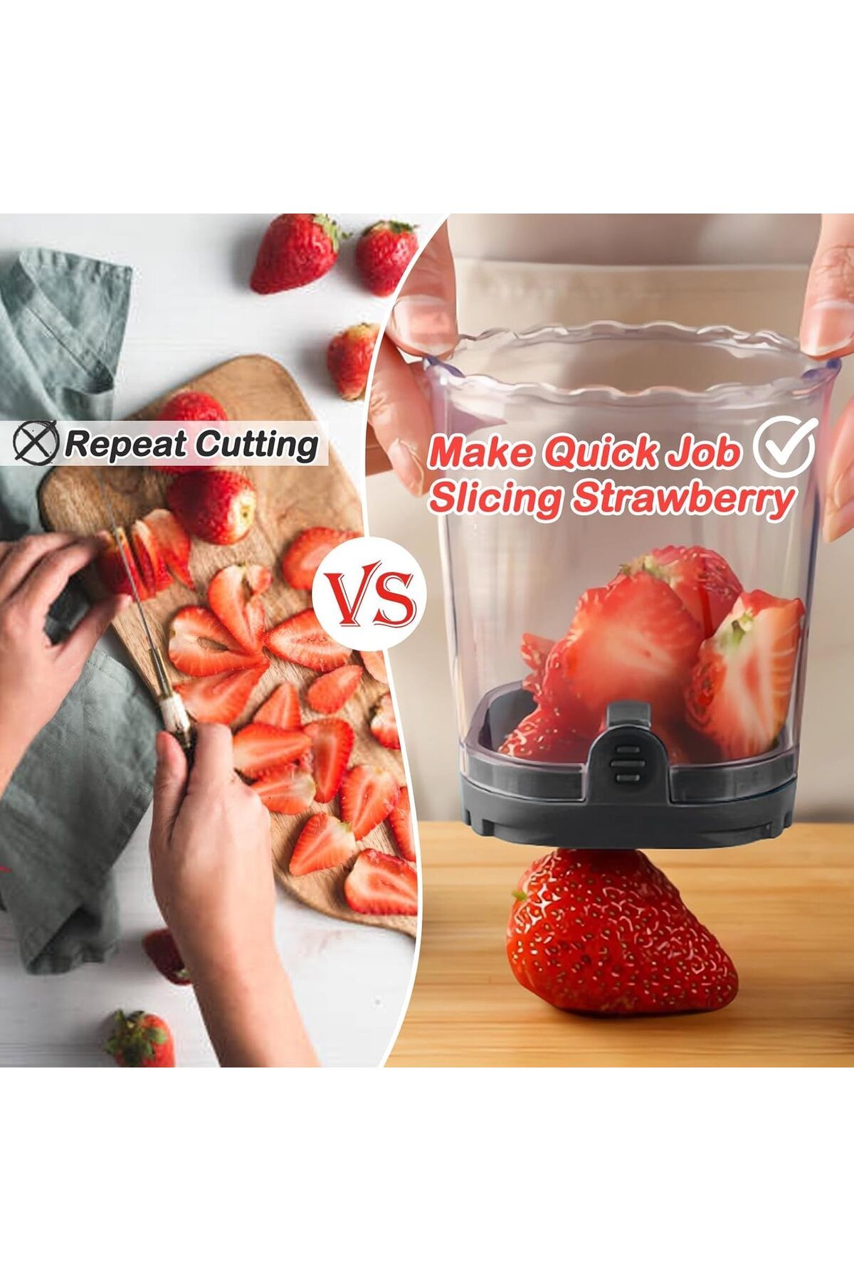 Generic-Azonee Fruit Slicer Cup, Multi-Function Strawberry and Banana Slicer, Detachable Push Plate Cutter, 3