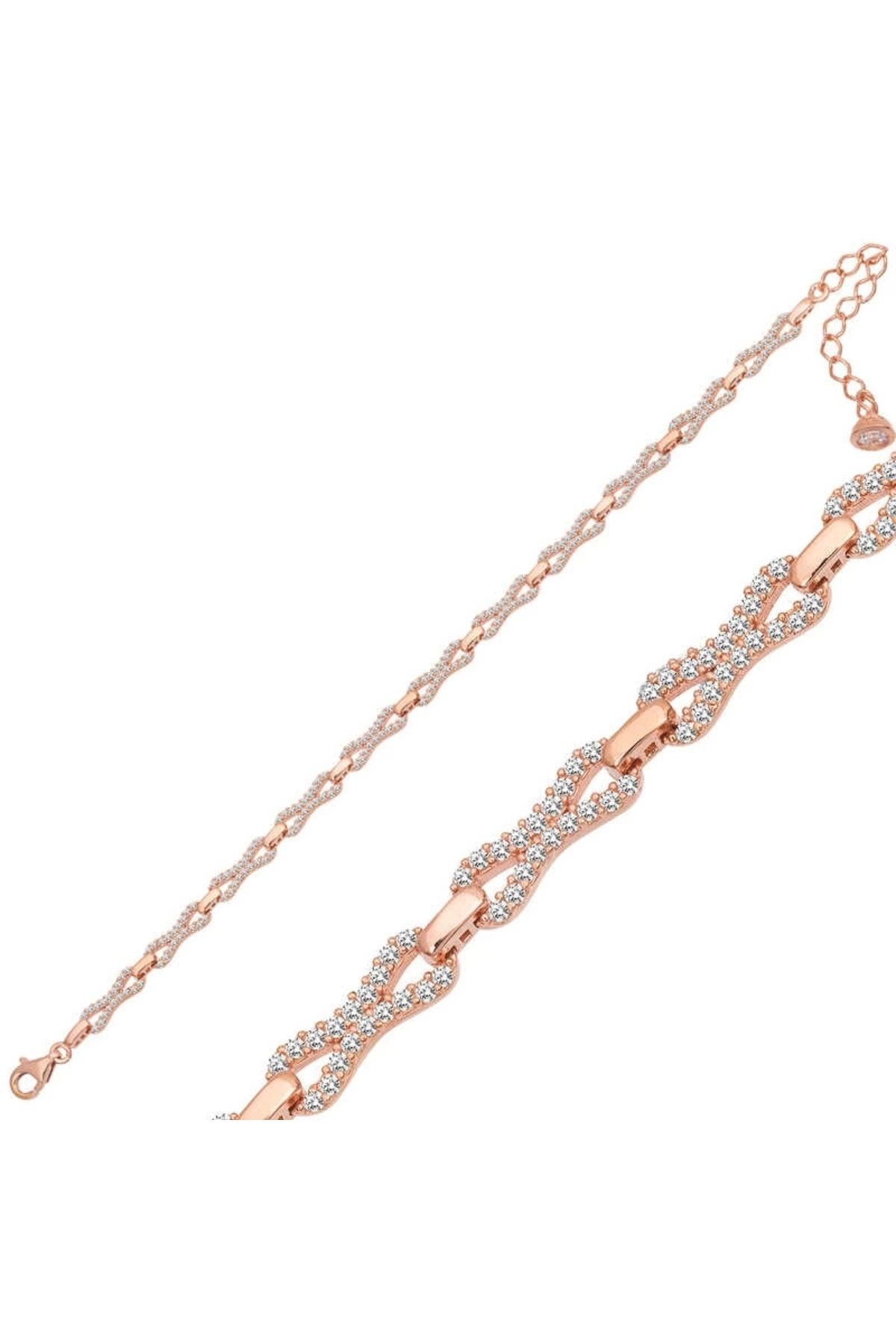 luz&pos Gümüş Rose Zirkon Taşlı Kadın Bileklik