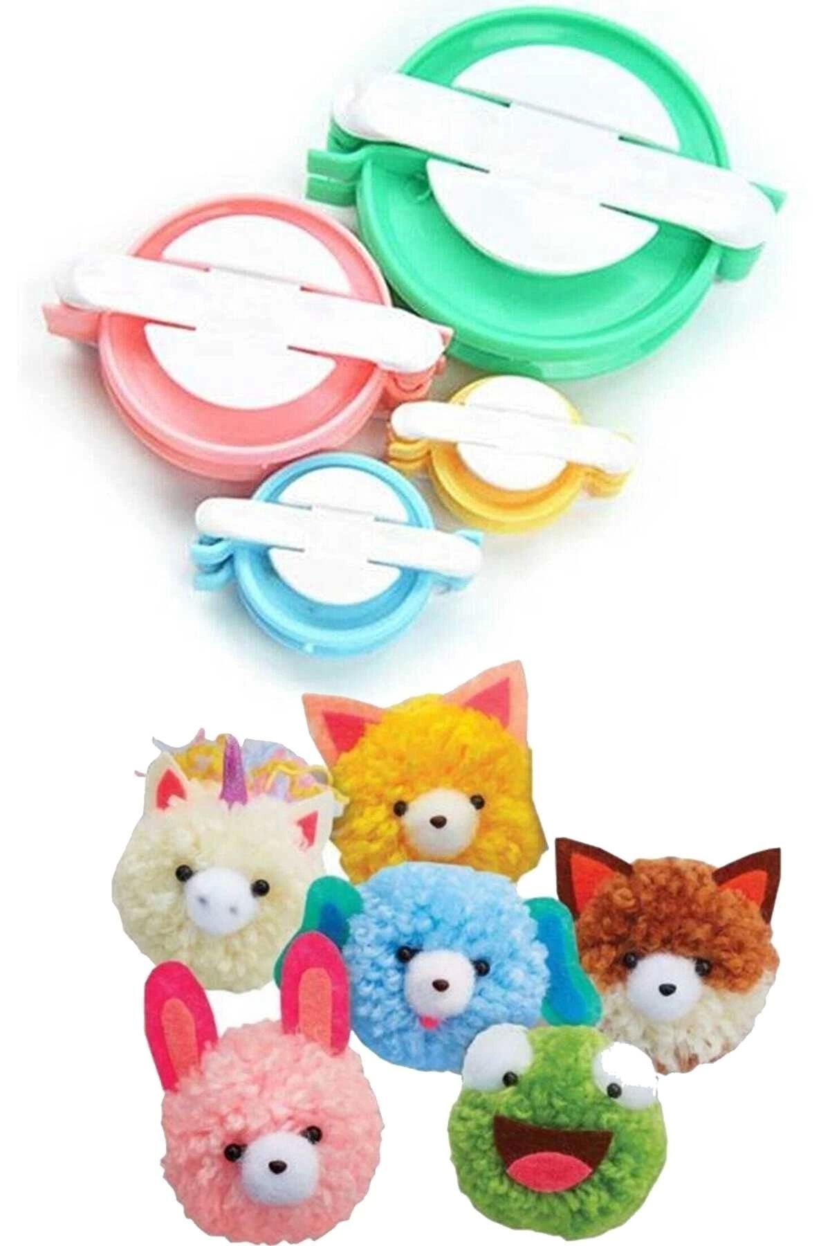 PRATİKOBA Ponpon Makinası 4'lü Set Ponponmatik 4 Farklı Boy