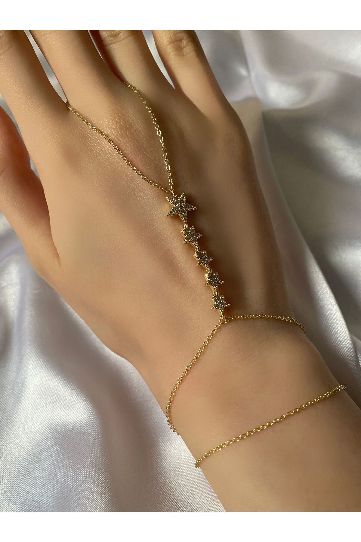 Bijoura Studio Yıldız Model Zirkon Taşlı Çelik Gold Şahmeran