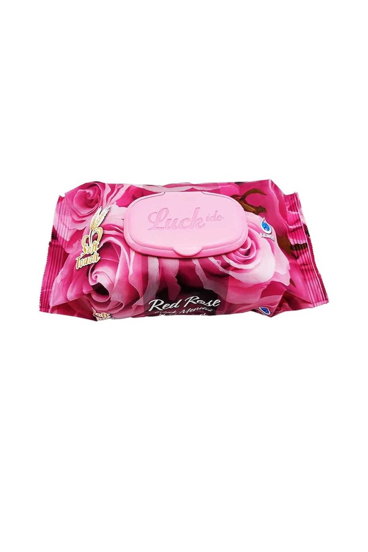 PRATİKOBA Red Rose Islak Havlu Mendil 90 Adet Kapaklı Gül Kokulu