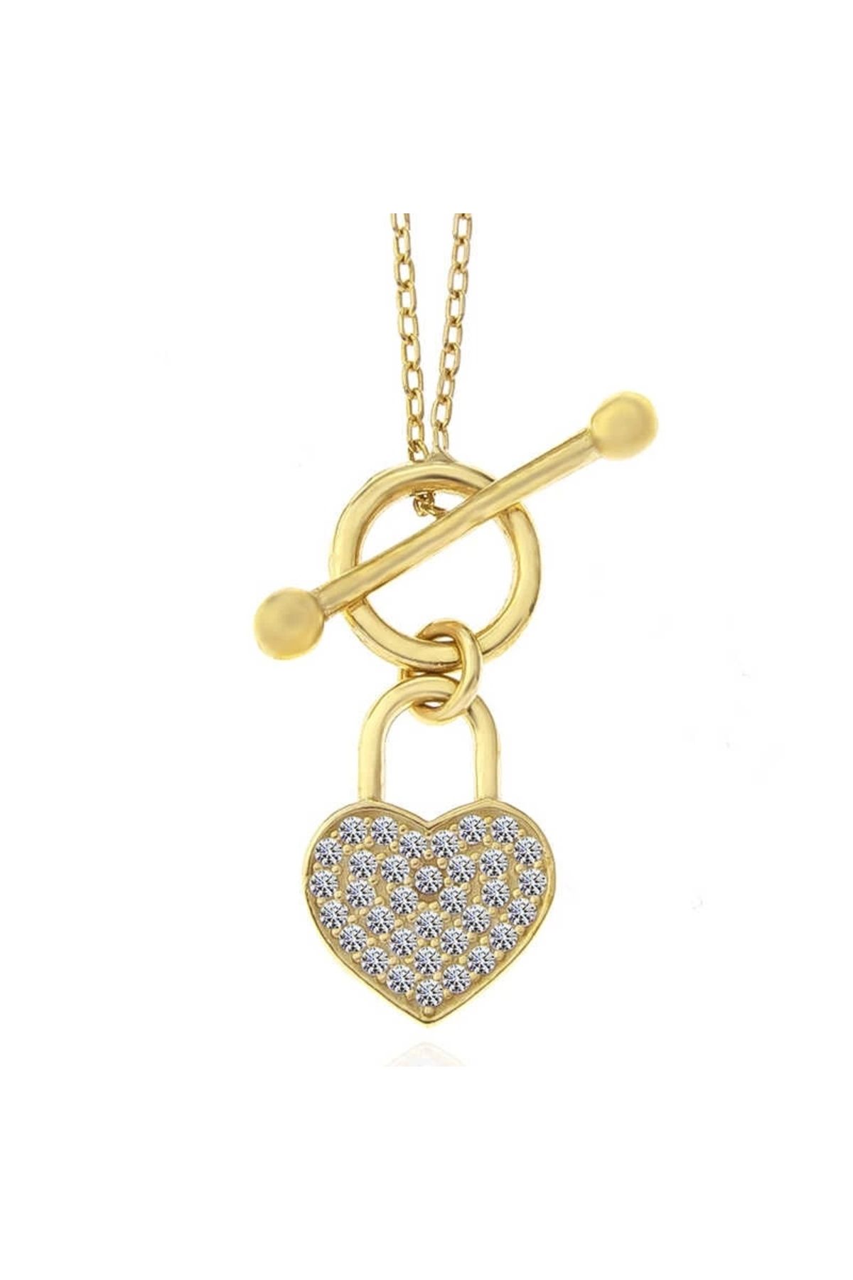 luz&pos Gümüş Gold Sallantılı Kalp Kadın Kolye