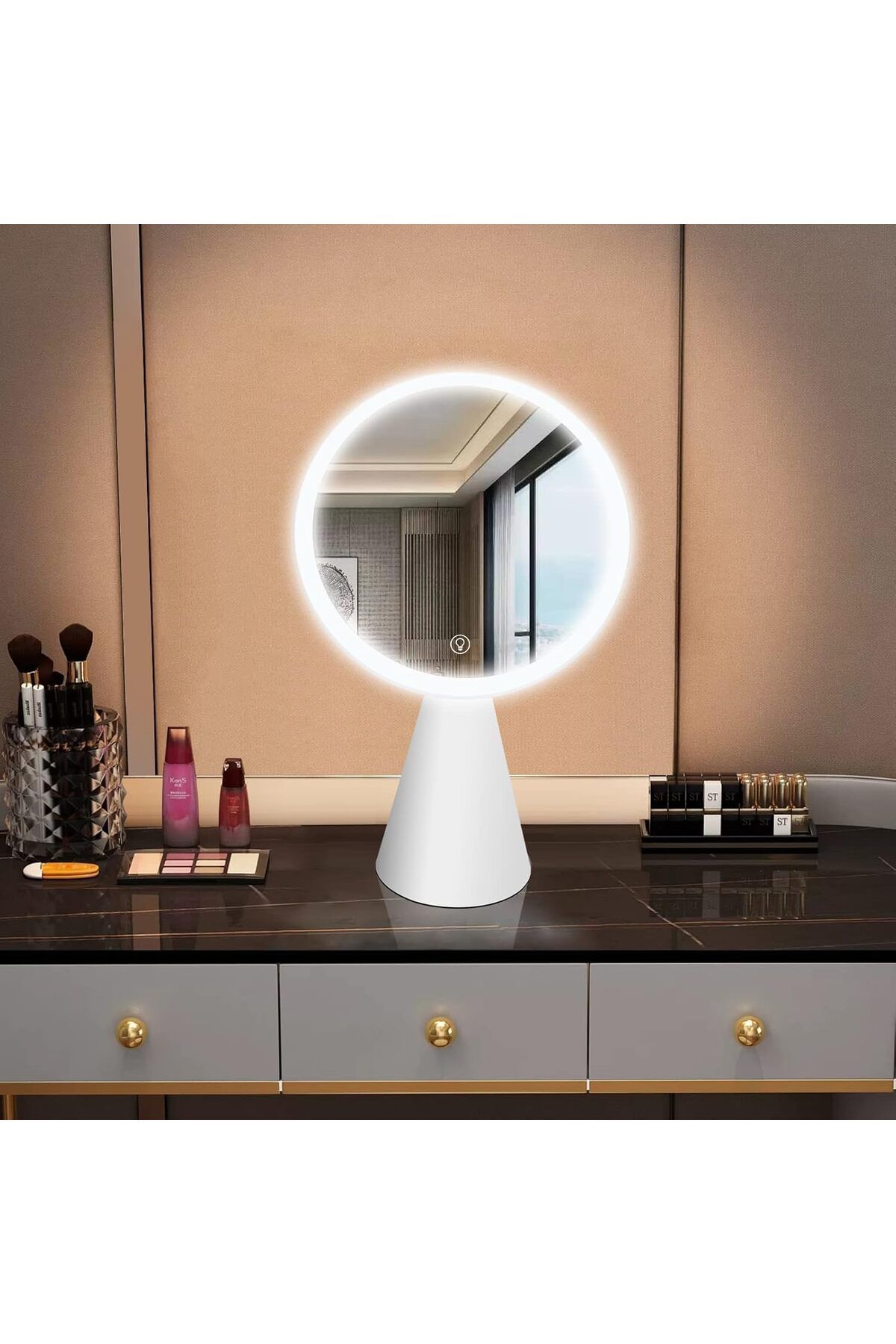 Generic-Excefore 1X/5X Magnifying Lighted Makeup Mirror, LED Vanity Mirror Rechargeable 8" Large and 13" Ta 3