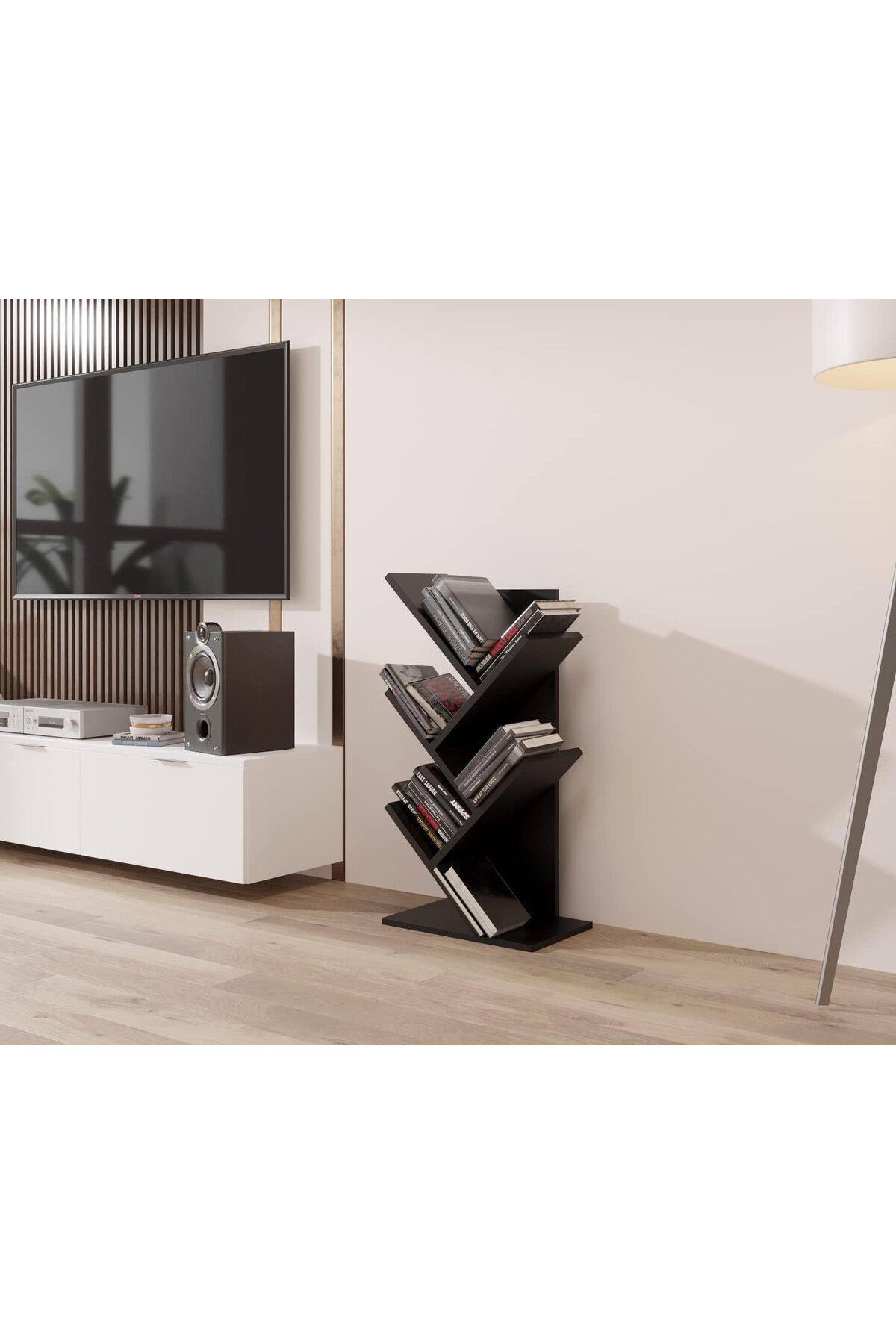 Generic-Toriseek 5 Shelf Bookshelf Free Standing Bookcase Small Space Book Tower for Books Magazine, Office 7