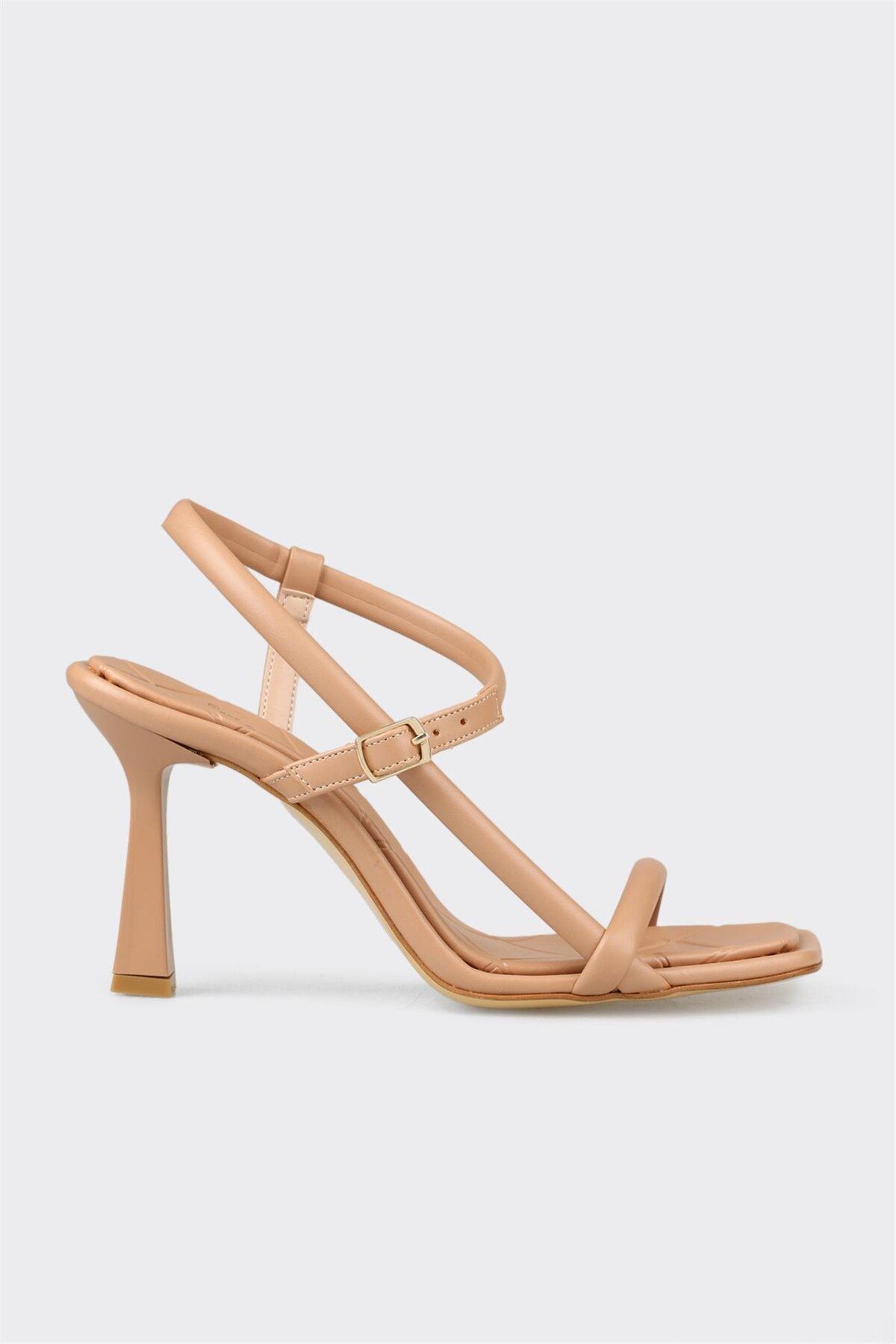 Elle Shoes Naturel Kadın Topuklu Sandalet